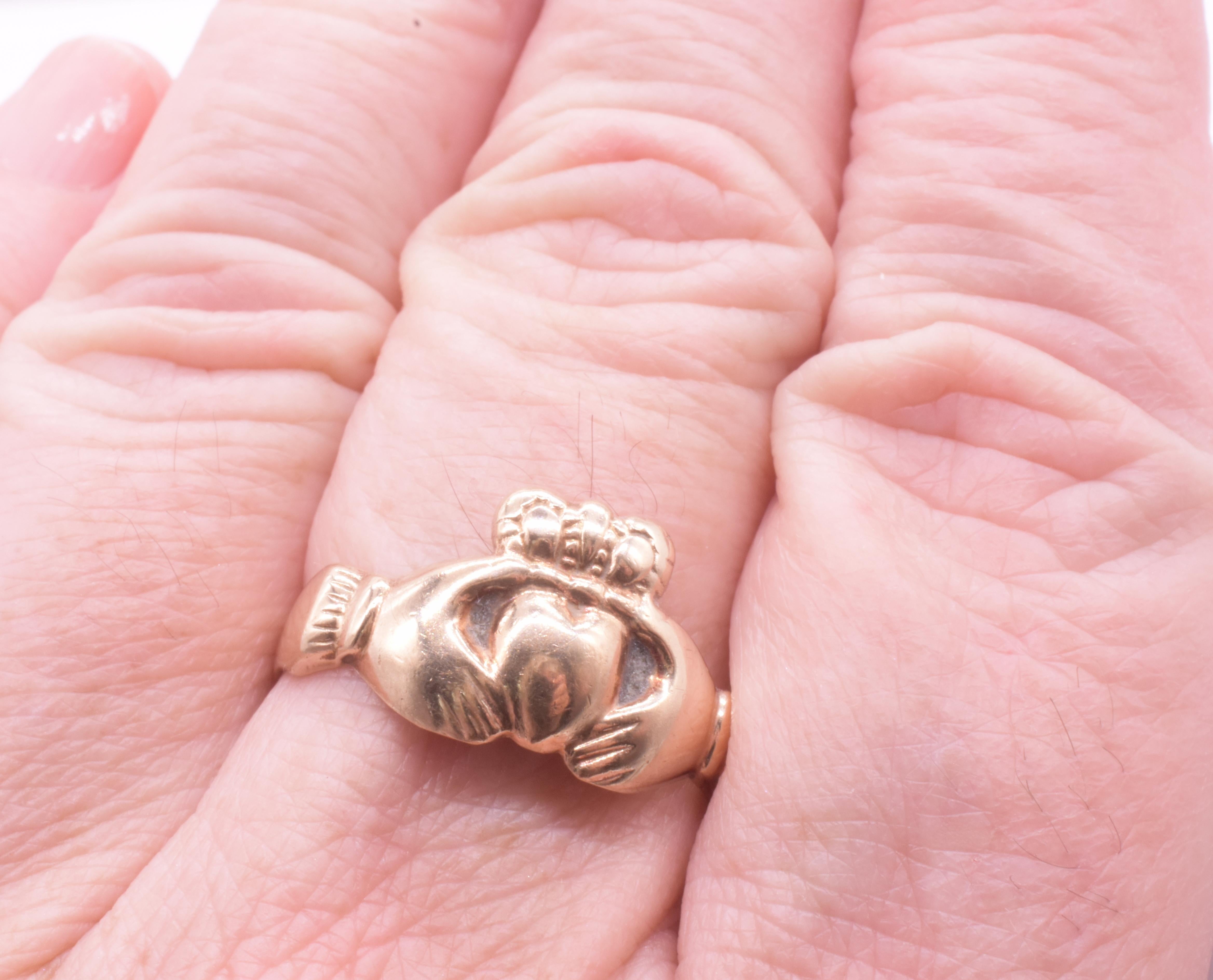 HM London 1970 Anello irlandese Claddagh a forma di cuore, misura 10 in vendita 6
