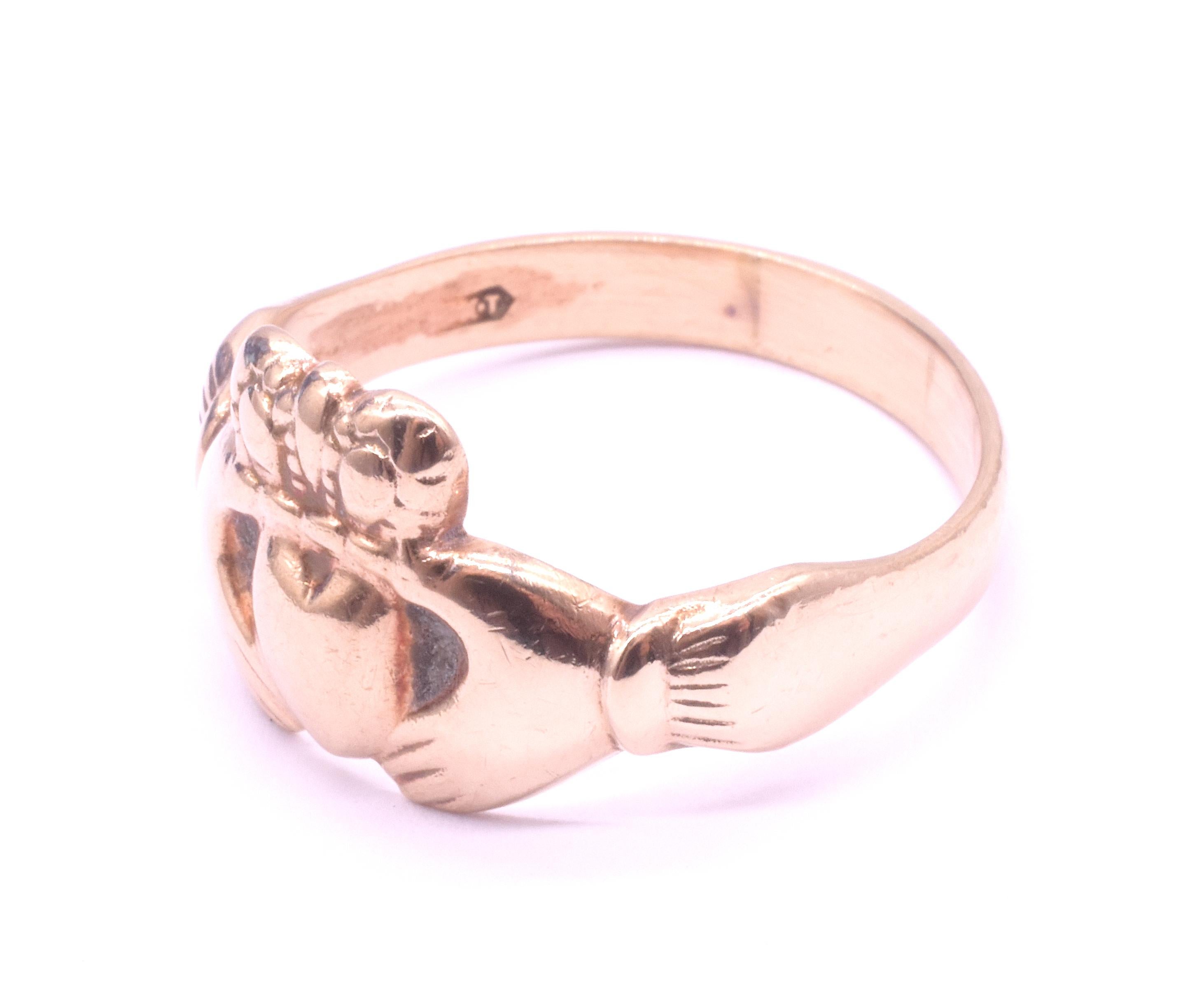 HM London 1970 Anello irlandese Claddagh a forma di cuore, misura 10 in vendita 3
