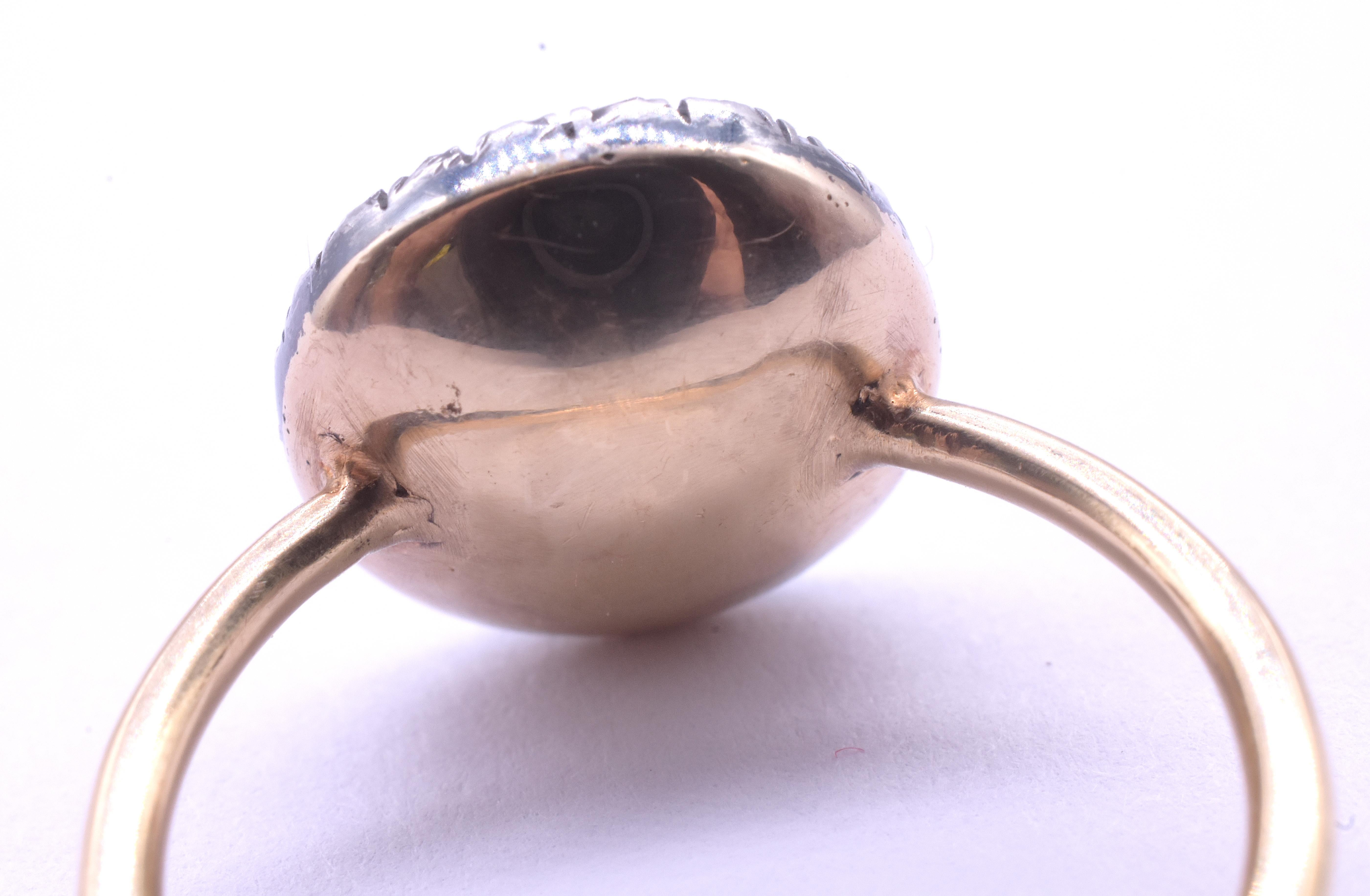 Anello a grappolo di diamanti in stile tardo georgiano a 18 carati con una pietra turchese centrale in vendita 10