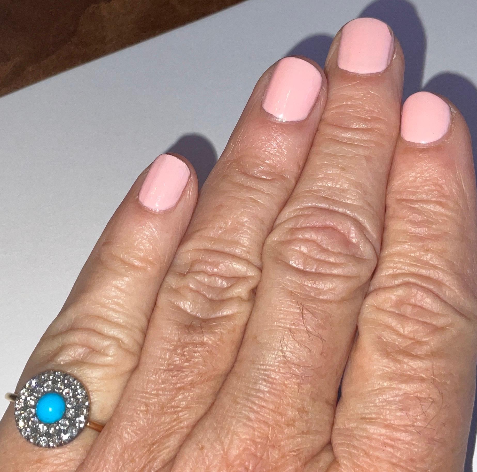 da uomo o donna Anello a grappolo di diamanti in stile tardo georgiano a 18 carati con una pietra turchese centrale in vendita