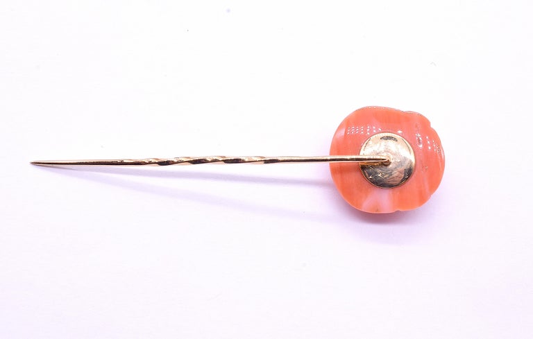 épingle De Cravate Corail Sculpté Et Or Napoléon III