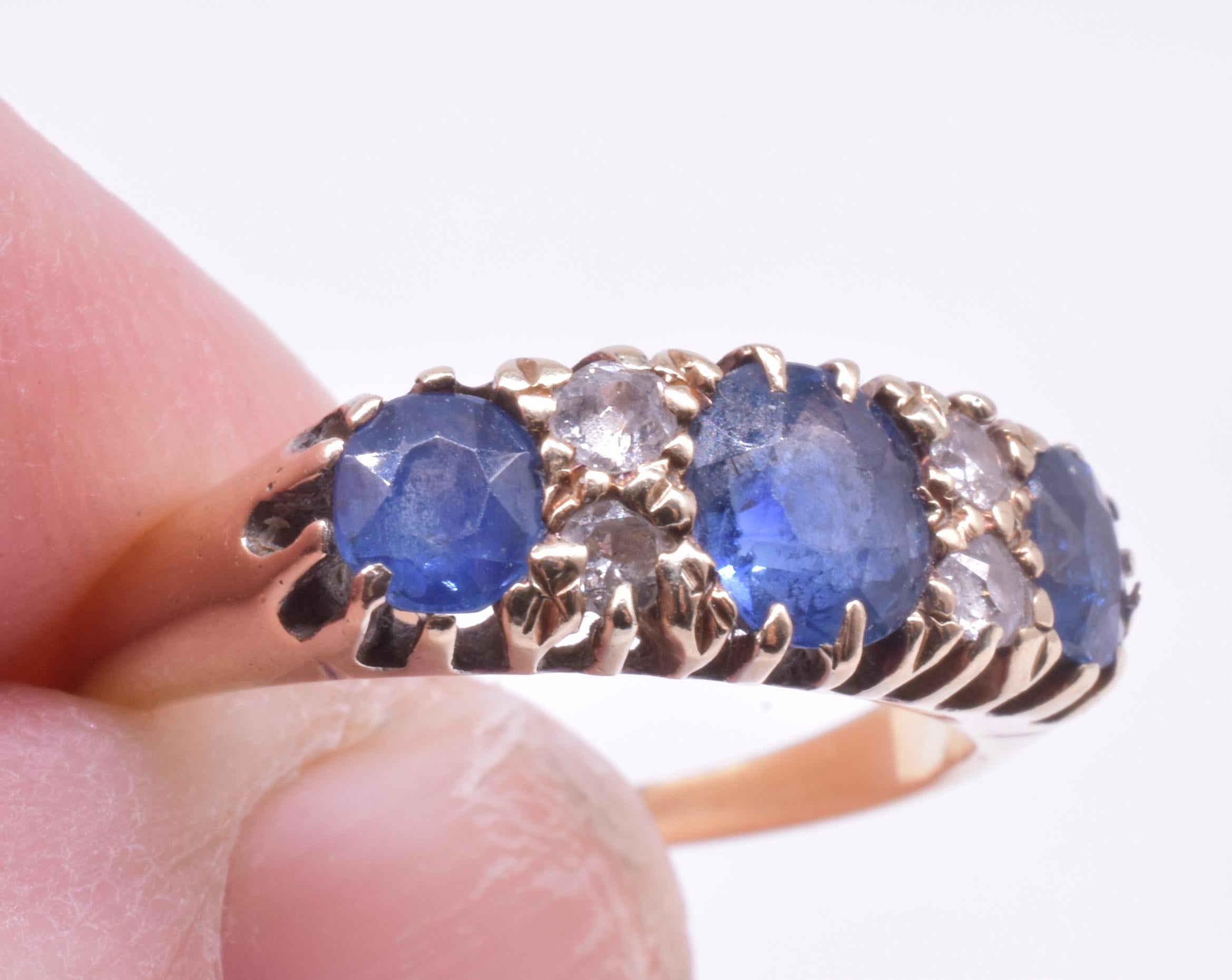 Women's Edwardian Ceylon and Sapphire And Diamond Seven Stone Ring