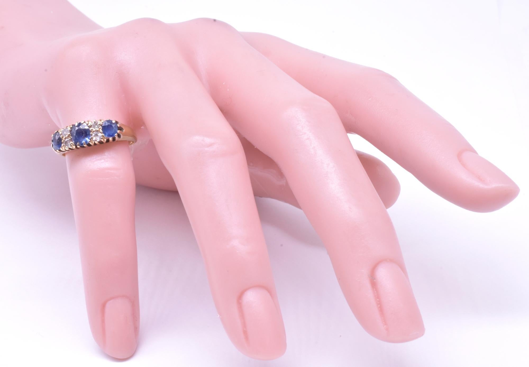 Edwardian Ceylon and Sapphire And Diamond Seven Stone Ring 1