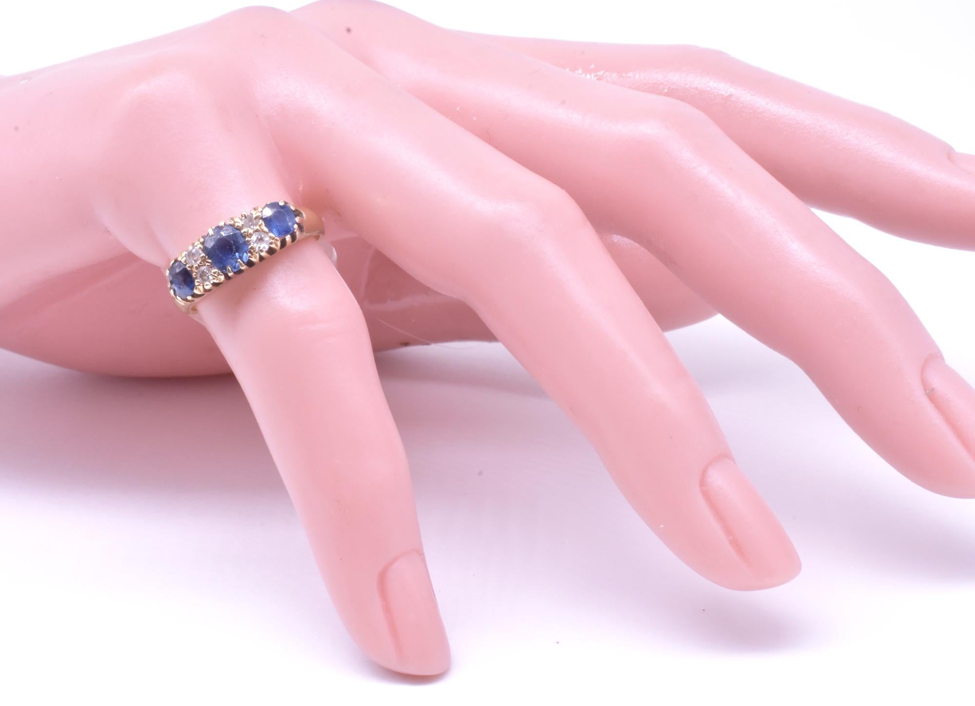 Edwardian Ceylon and Sapphire And Diamond Seven Stone Ring 2