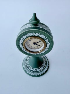 Published Arts and Crafts Wedgwood Green Dip Jasper Ware 25 Hour Clock (& Book)