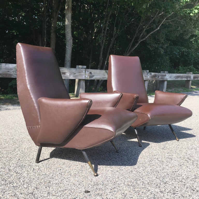 Mid-20th Century Published Pair of Nino Zoncada Lounge Chairs For Sale