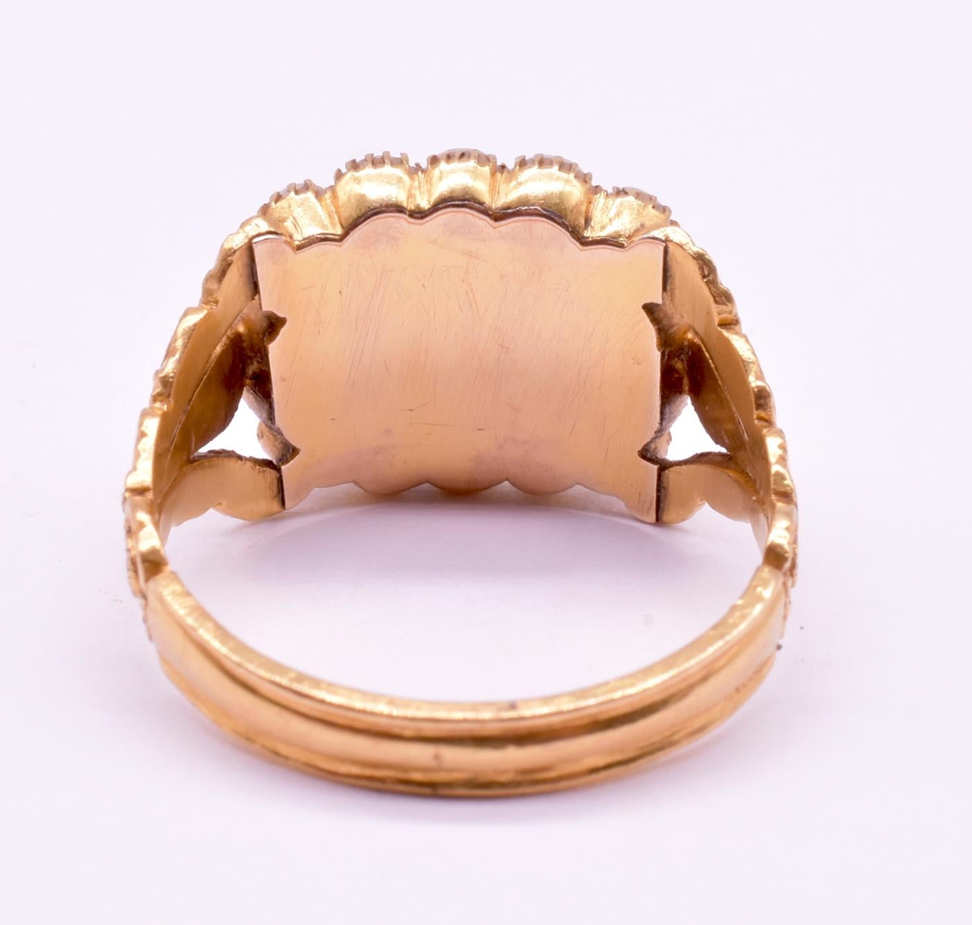 Georgian 22K Memorial Ring with Pearl Surround, Hallmarked 1833 1