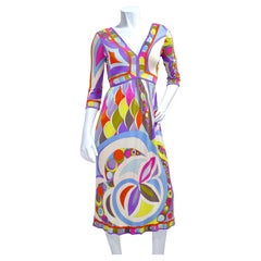 Retro Pucci 1960's Empire-Waist Mod Silk Maxi Dress