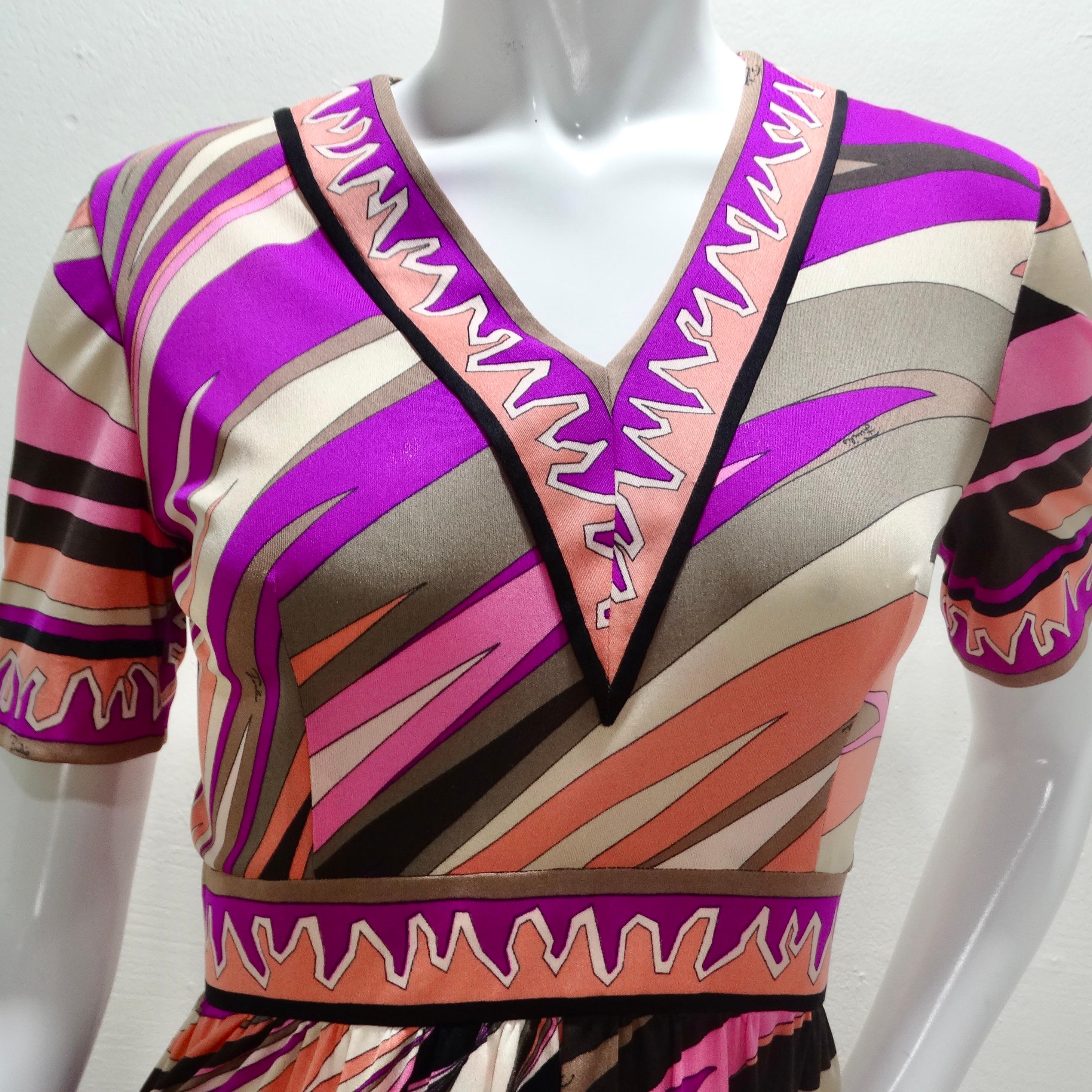 Get your hands on the Pucci 1960s Printed Multicolor Dress! This vintage masterpiece encapsulates the essence of 1960s fashion, combining style, comfort, and a signature Pucci print that's sure to transport you back to an era of vibrant glamour.