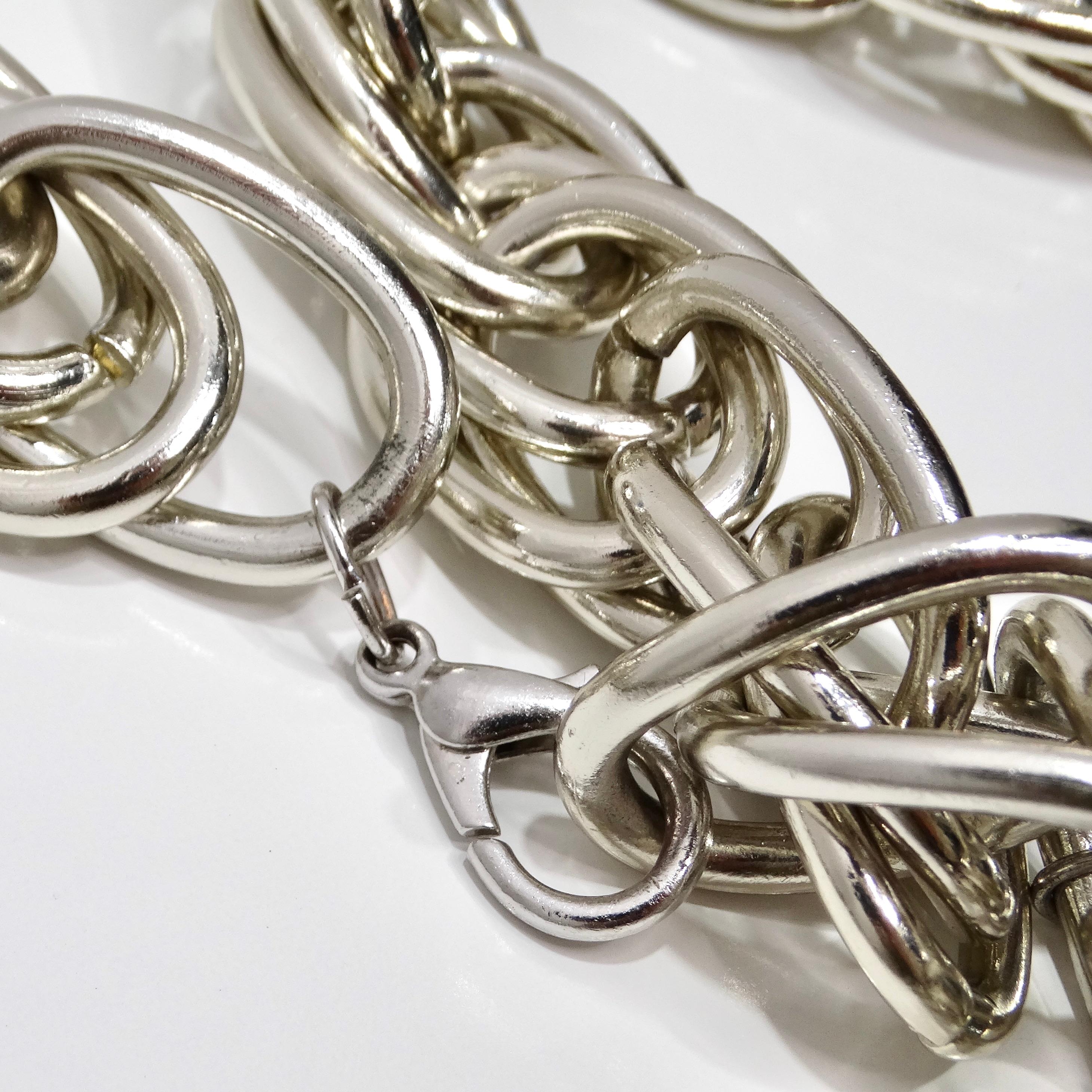 Pucci 1980s Silver Tone Charm Chain Belt 4