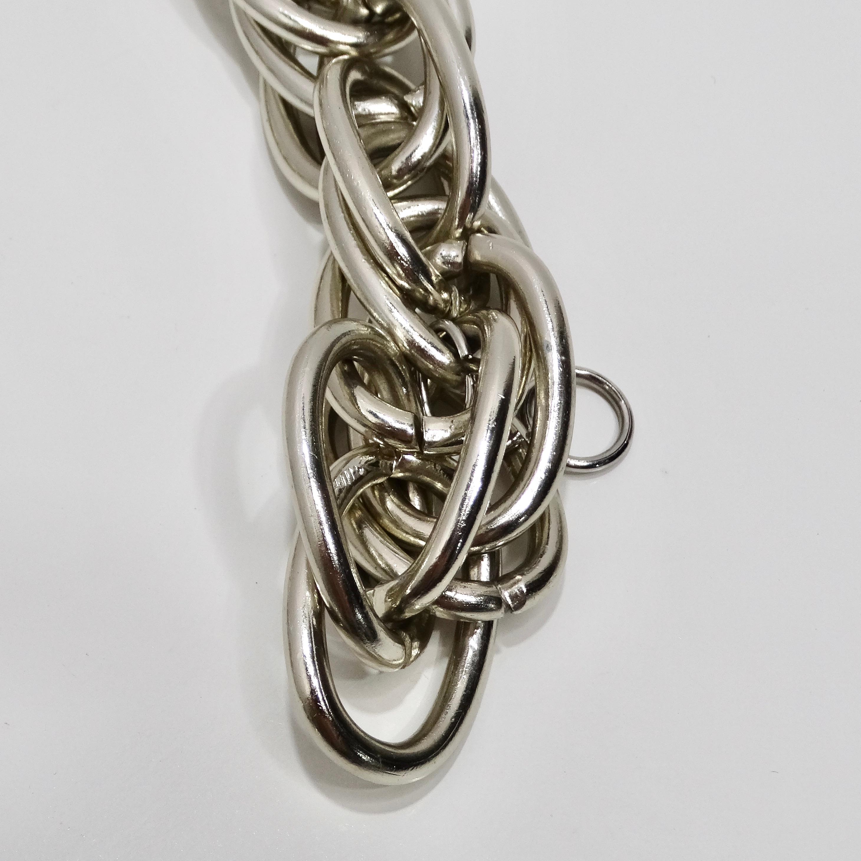 Pucci 1980s Silver Tone Charm Chain Belt For Sale 5