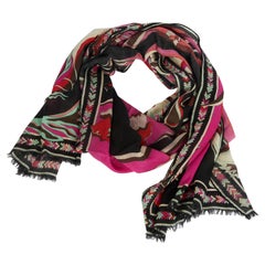 Pucci Black 
Fuchsia Wool/Silk Scarf
