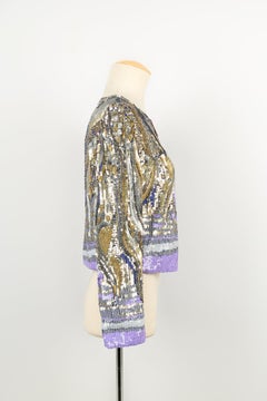 Pucci Blue and Gold Jacket Sewn with Sequins