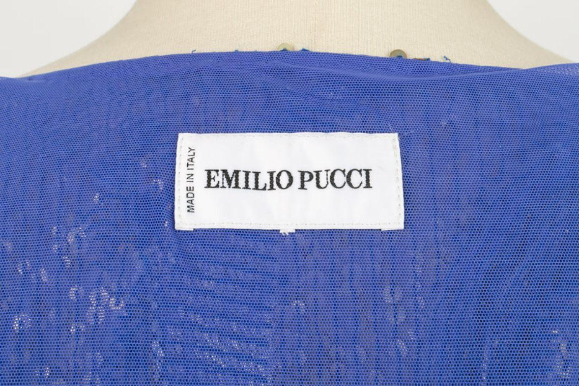Pucci Blue and Gold Jacket Sewn with Sequins For Sale 1