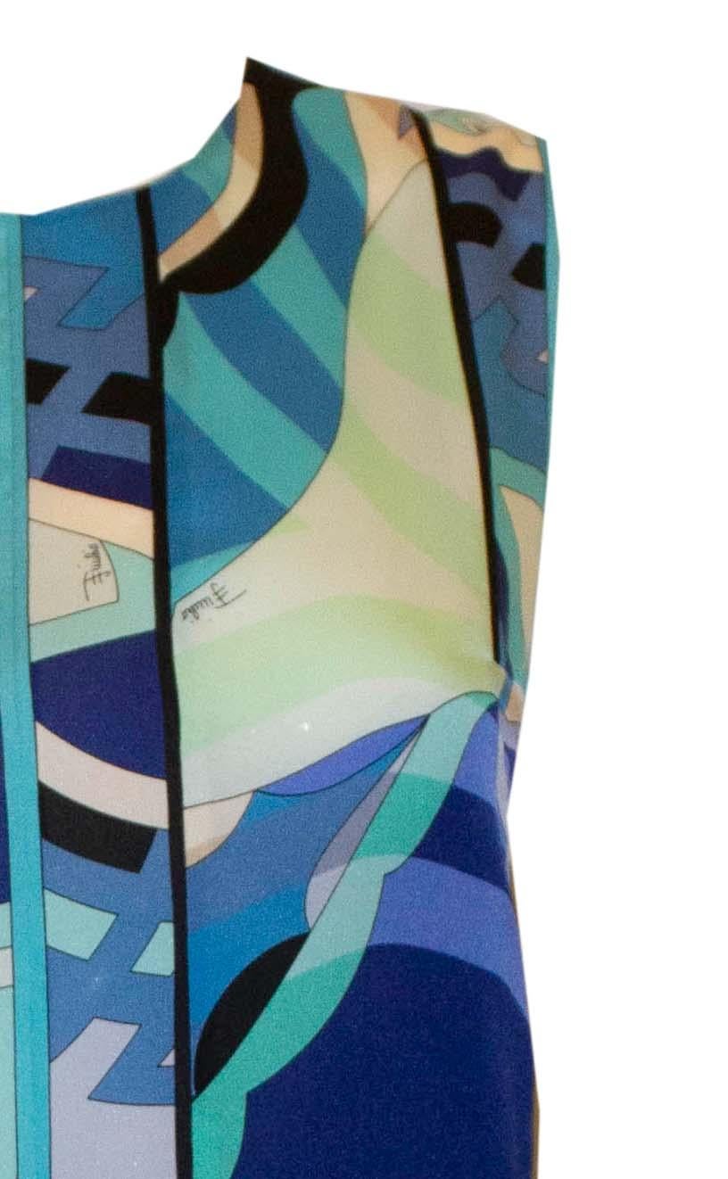 Women's Pucci Blue Silk Shell Top For Sale