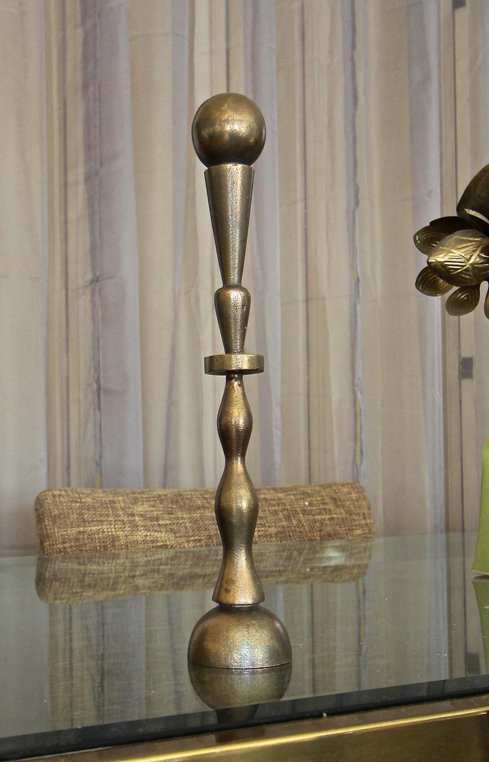 Pucci De Rossi Bronze Modernist Candleholder In Good Condition For Sale In Palm Springs, CA