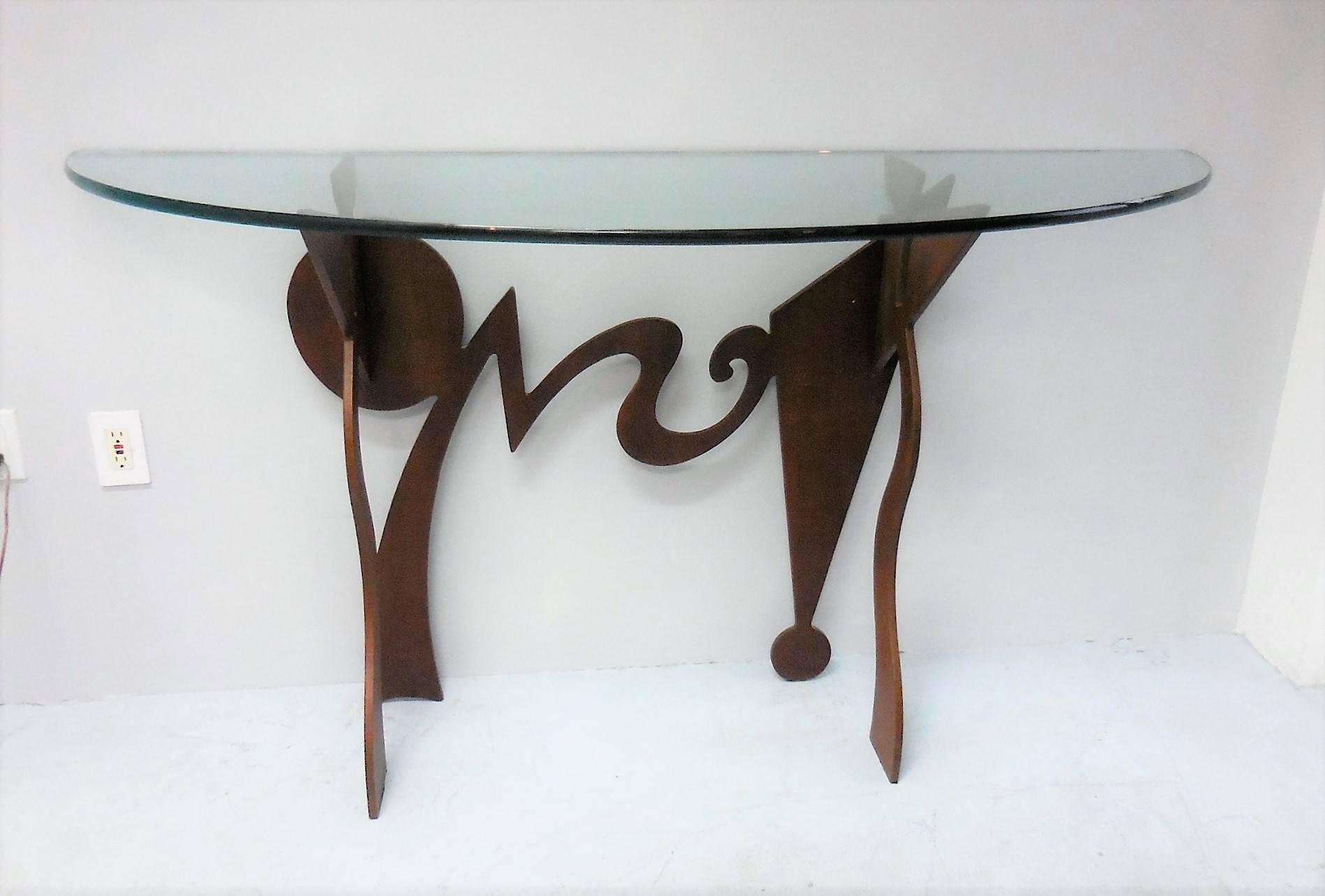 Pucci De Rossi Metal and Glass Console Table, 1987 5