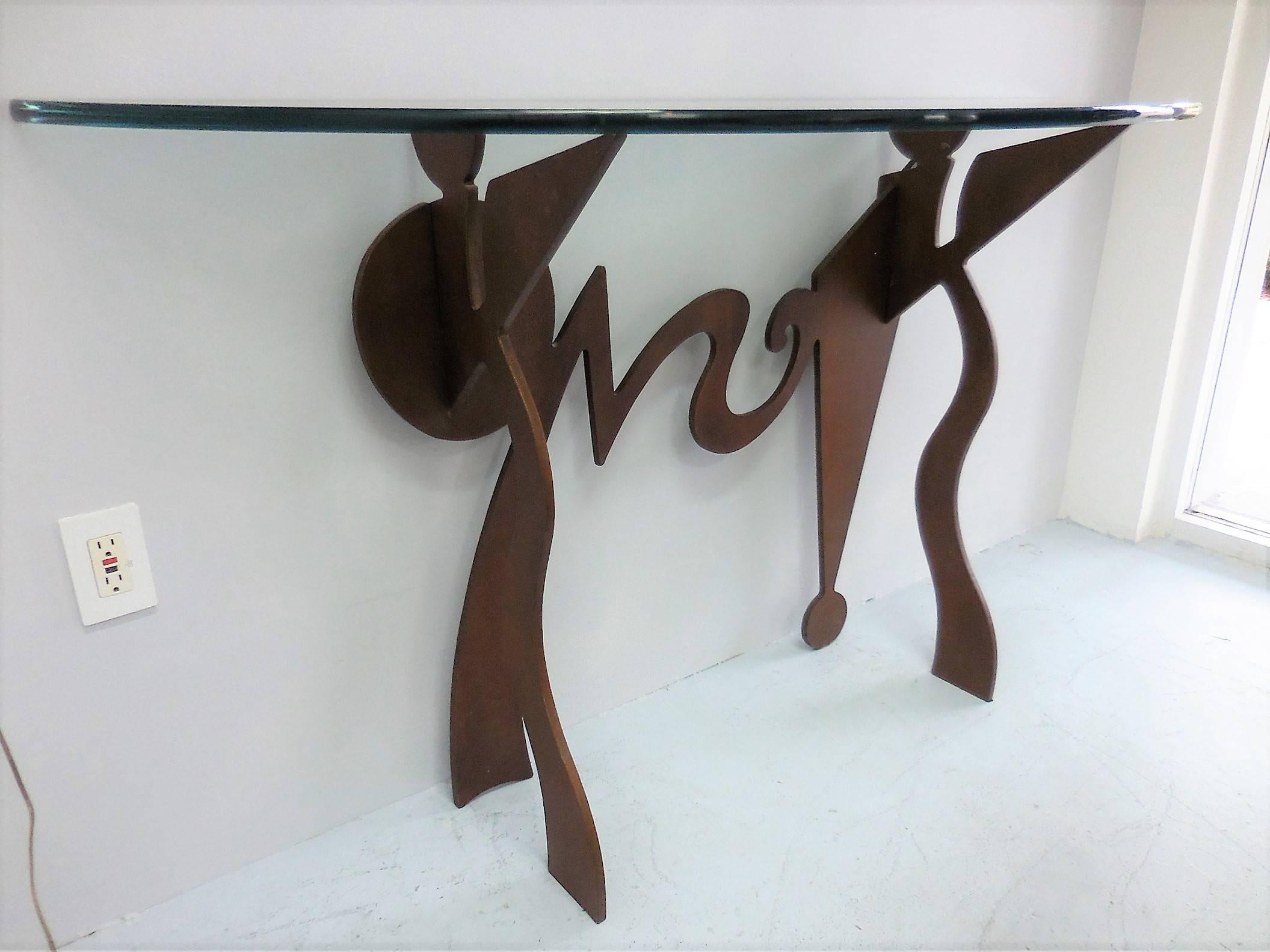 Pucci De Rossi Metal and Glass Console Table, 1987 4
