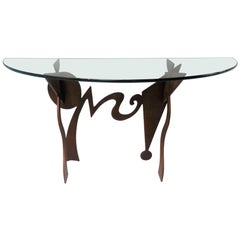 Pucci De Rossi Metal and Glass Console Table, 1987