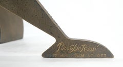 Quadratischer Couchtisch von Pucci de Rossi, signiert, schwer geschliffene Bronze, Blechblech, Figurenfuß