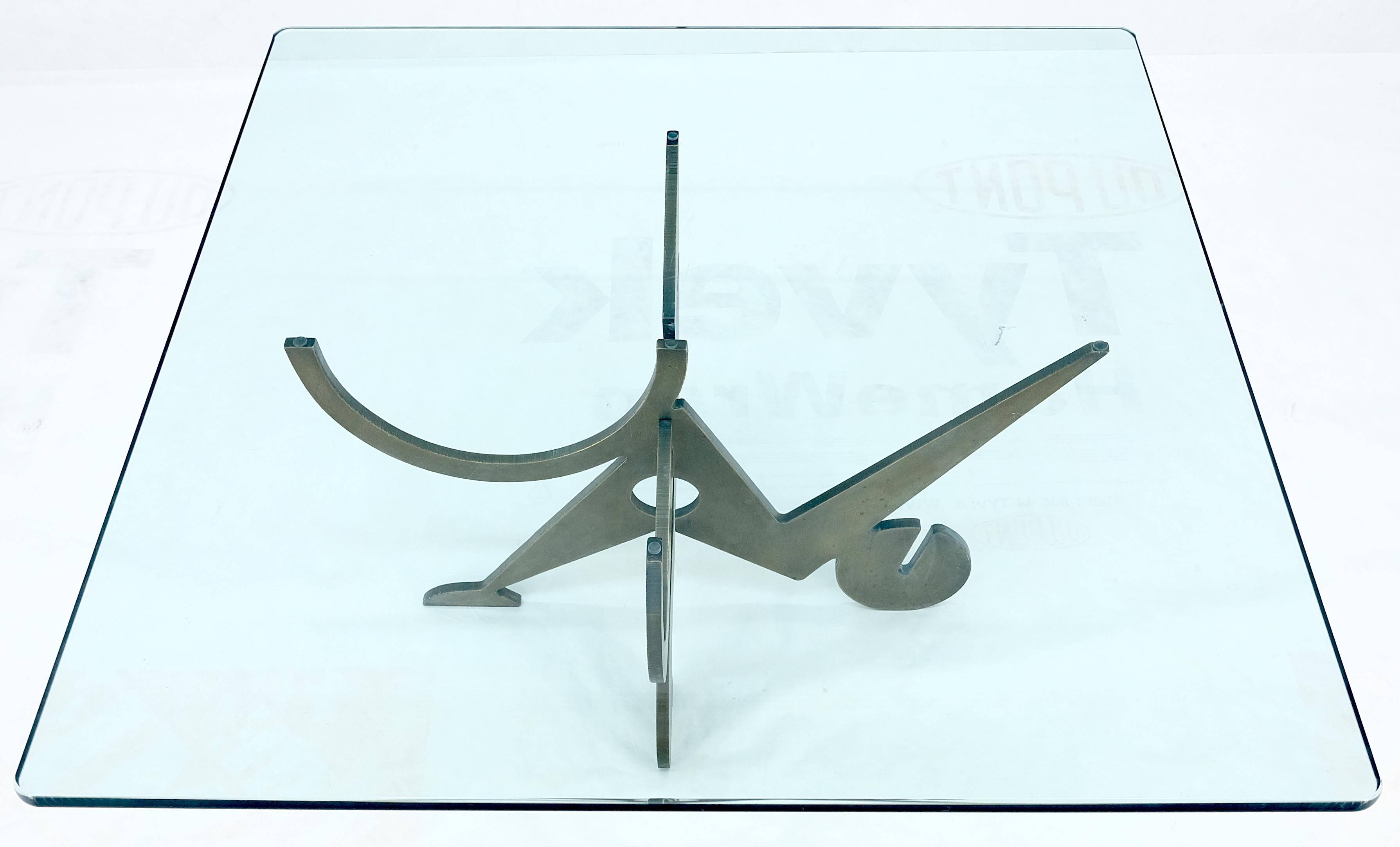 Pucci de Rossi Signed Heavy Cut Bronze Sheet Figurines Base Square Coffee Table  In Excellent Condition For Sale In Rockaway, NJ