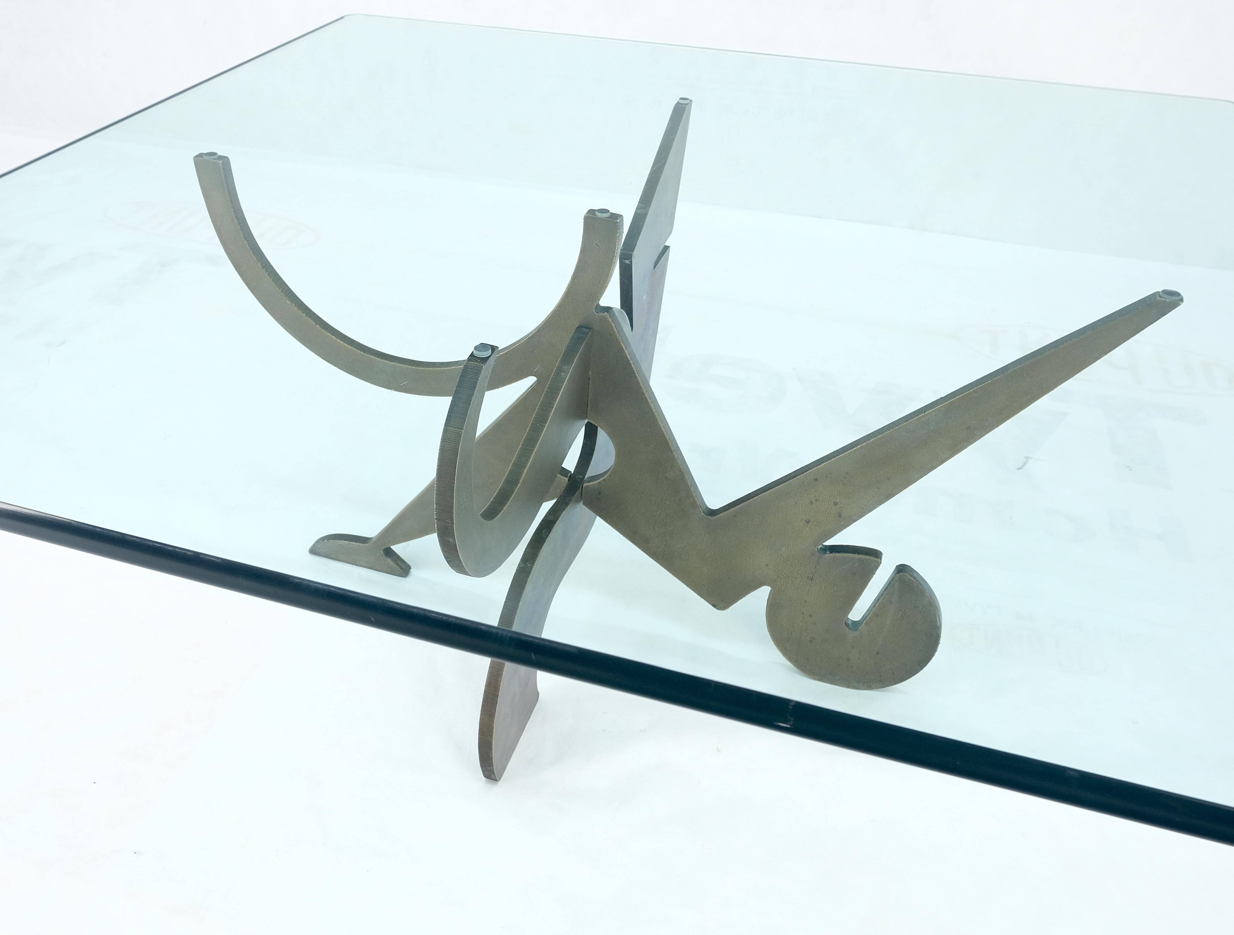 Pucci de Rossi Signed Heavy Cut Bronze Sheet Figurines Base Square Coffee Table  For Sale 2