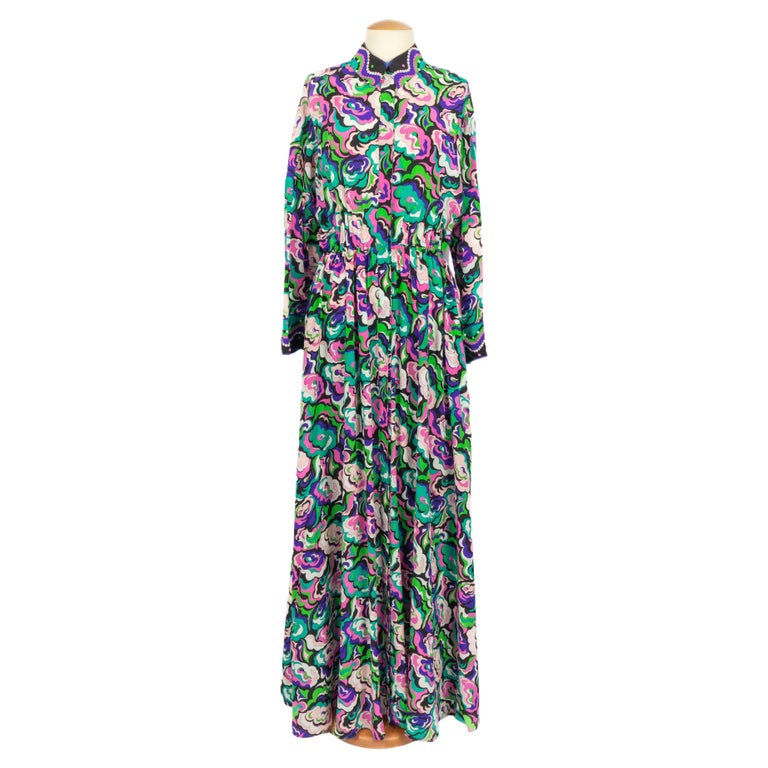 pucci dress sale Iride silk twill maxi dress and cape set in green - Pucci
