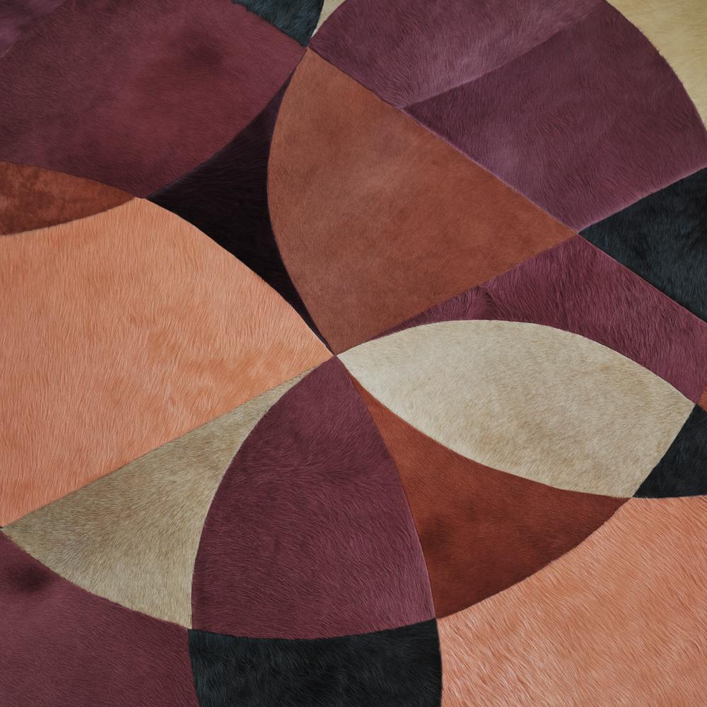 Art Déco Cerchi colorati personalizzabili viola, rosa, blu Tappeto piccolo in vendita