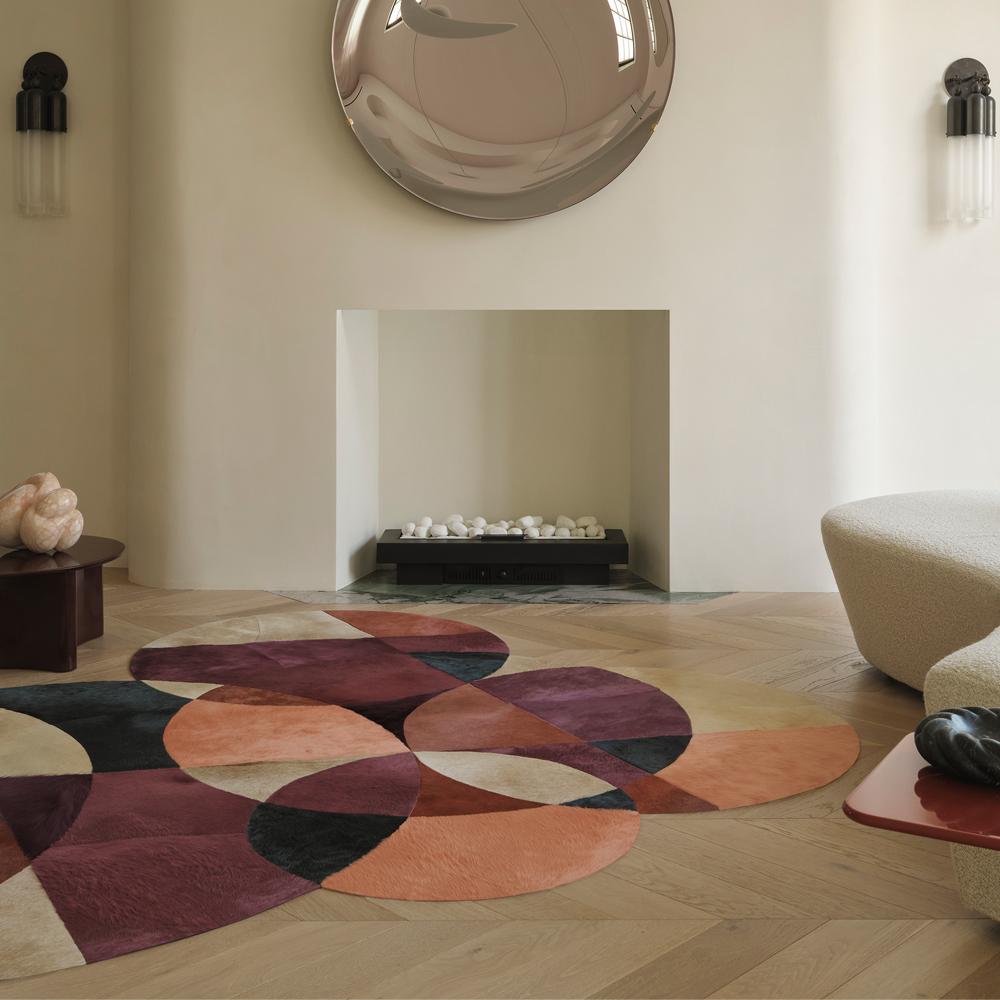 Alfombra Personalizable Círculos de Colores Morados, Rosas y Azules XLarge Art Decó en venta