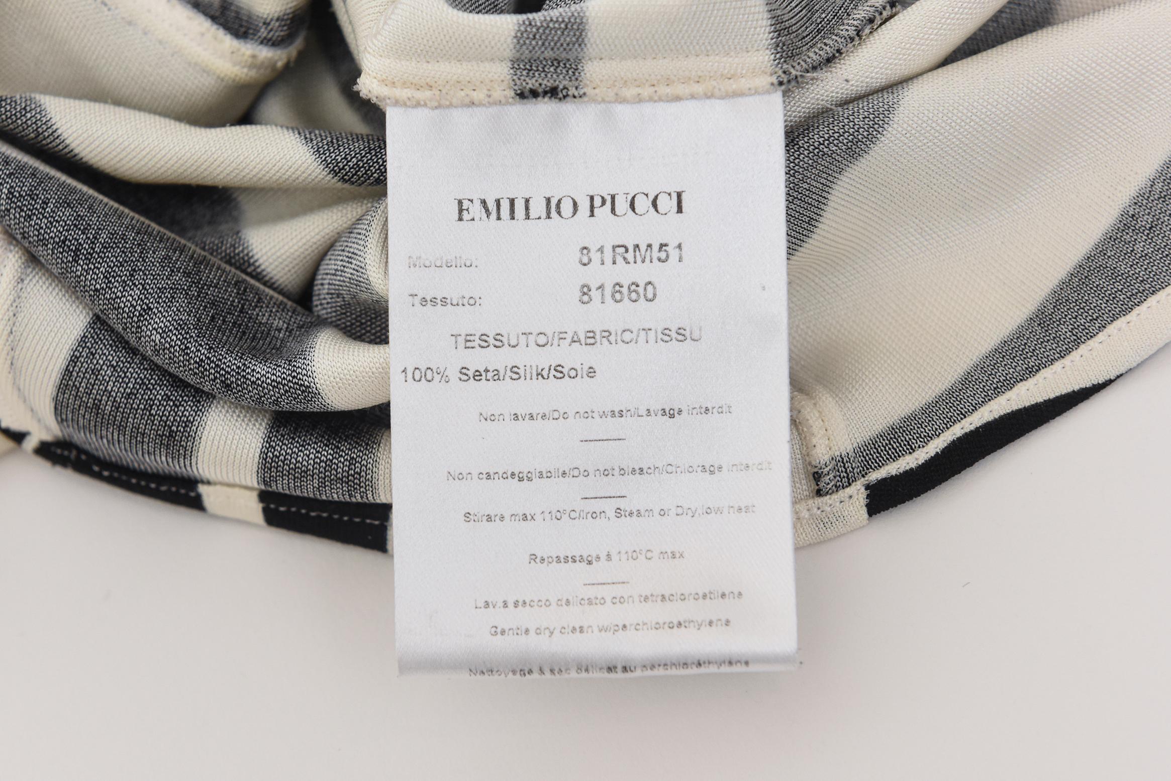 Pucci Geoemtric Schwarzes und Off-White Seidenoberteil Vintage im Angebot 6