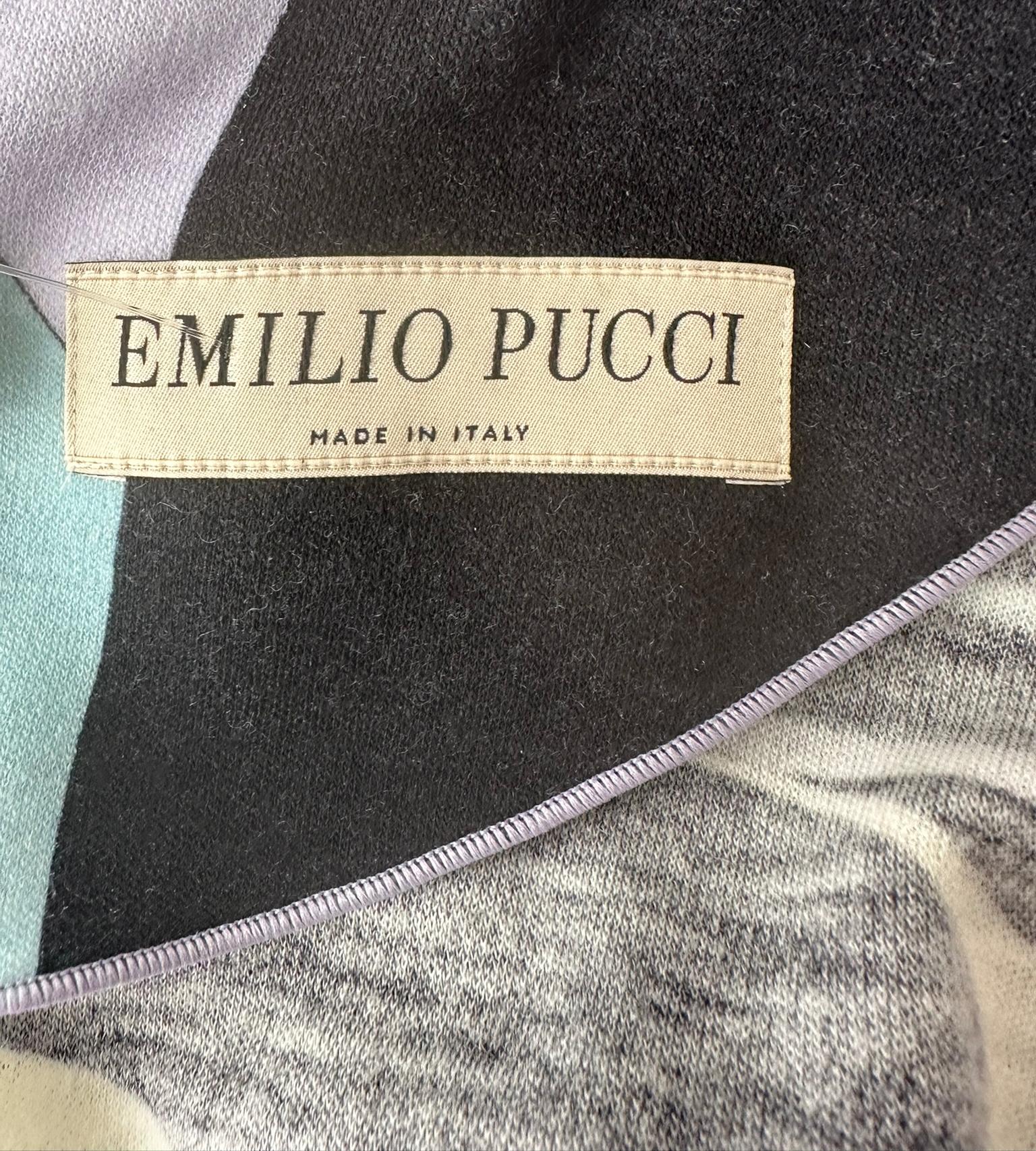 Robe à manches longues et col rond en jersey de laine légère au design géométrique Pucci, 40 en vente 11