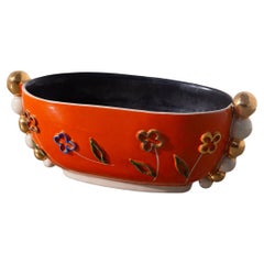 Pucci Italian ceramics vase in orange and yellow, label