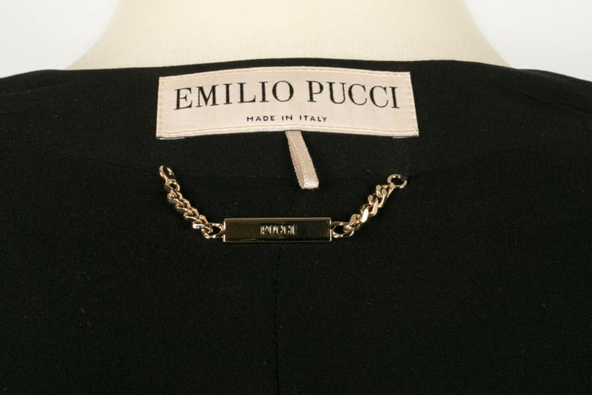 Veste Pucci en crêpe de soie noir et perles en vente 2