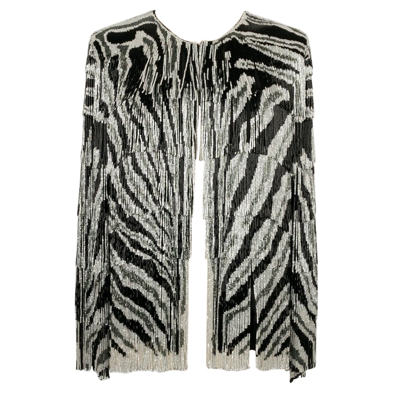 Pucci-Jacke aus schwarzem Seidenkrepp und Perlen im Angebot