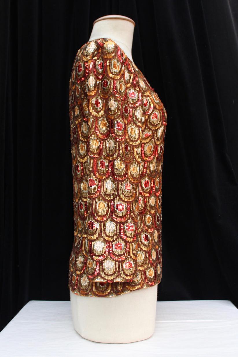 Pucci Jersey Top Embroidered with Sequins In Excellent Condition In SAINT-OUEN-SUR-SEINE, FR