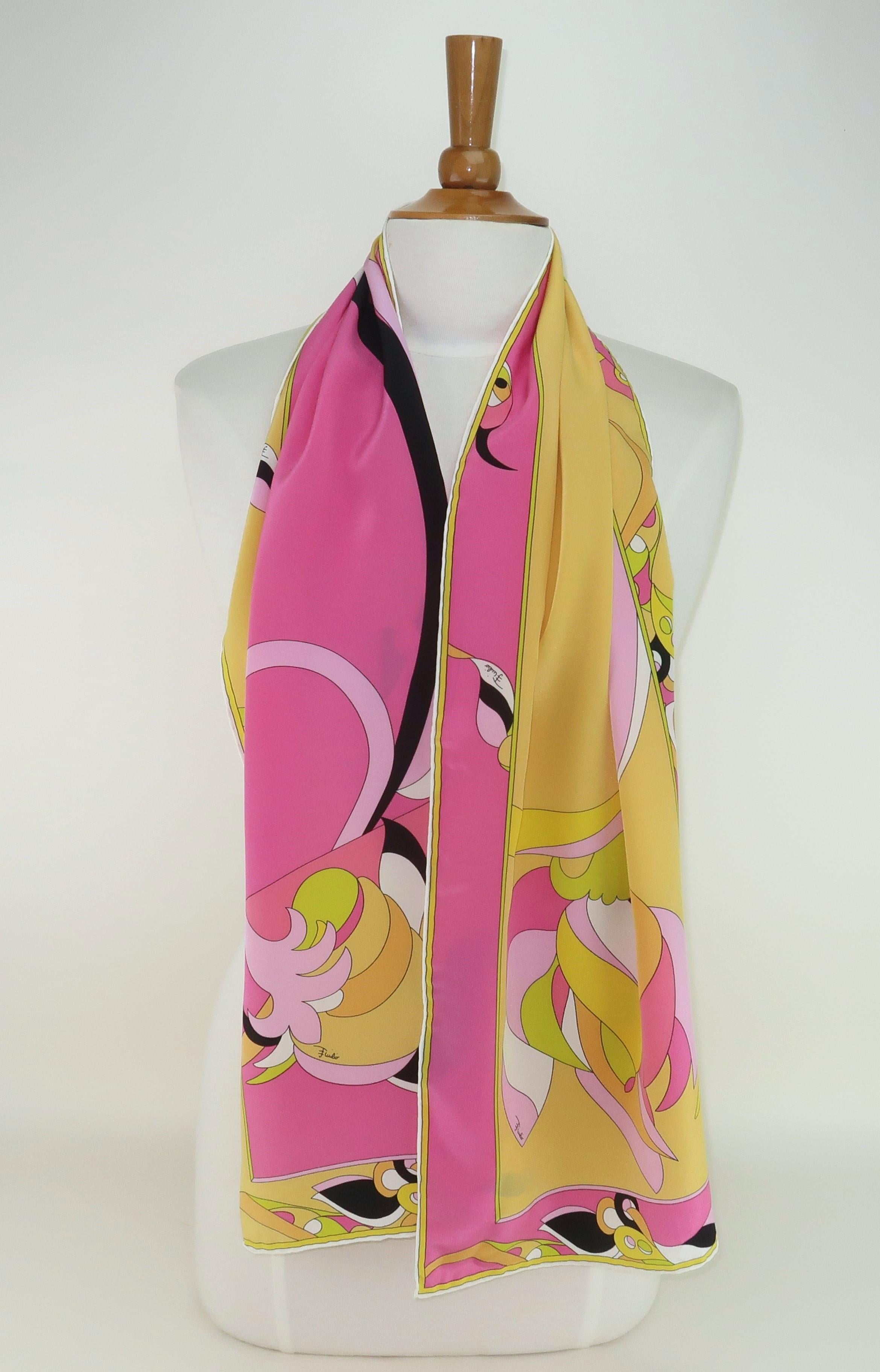 PUCCI Long Silk Mod Psychedelic Scarf For Sale 5