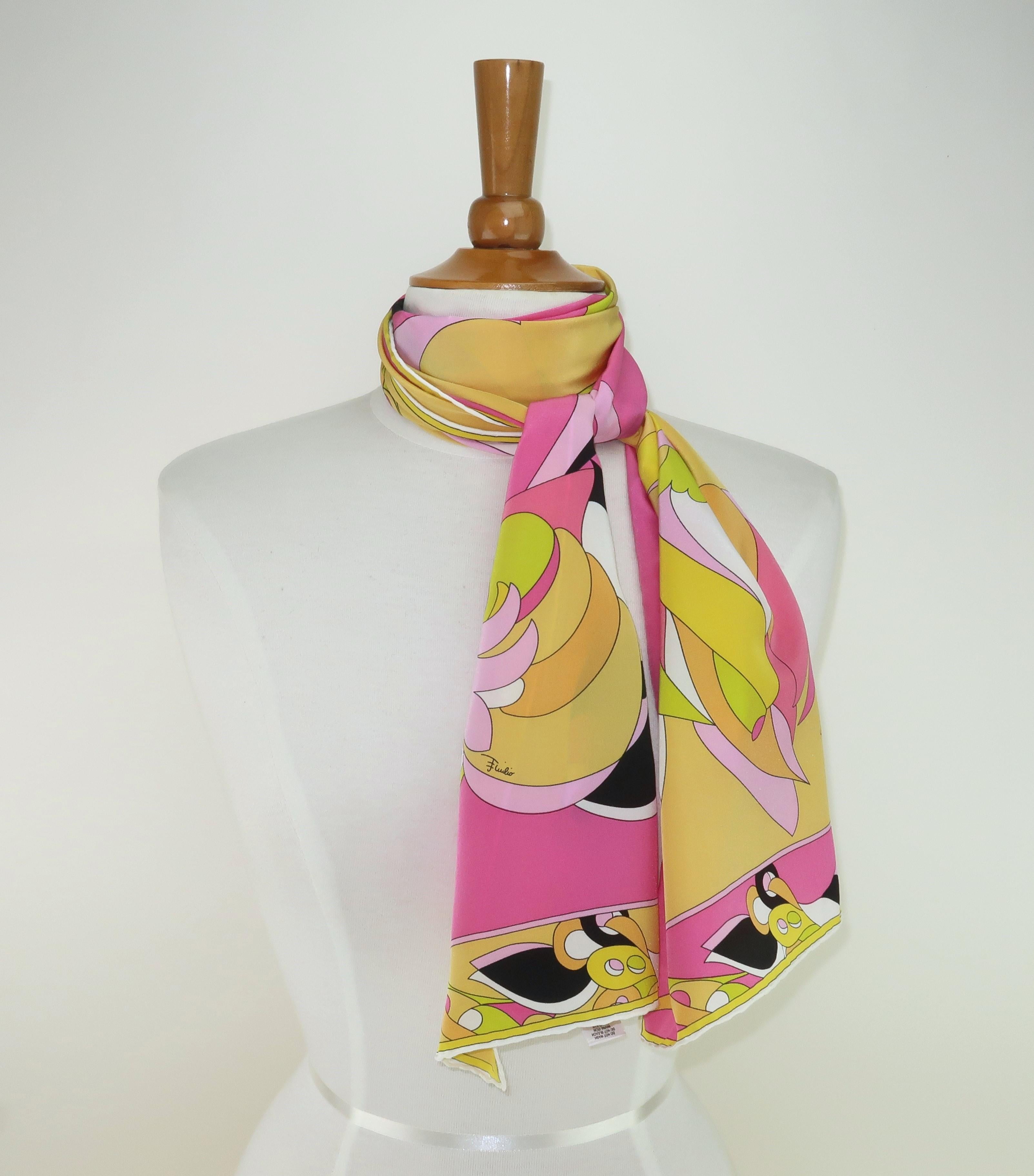 PUCCI Long Silk Mod Psychedelic Scarf For Sale 6