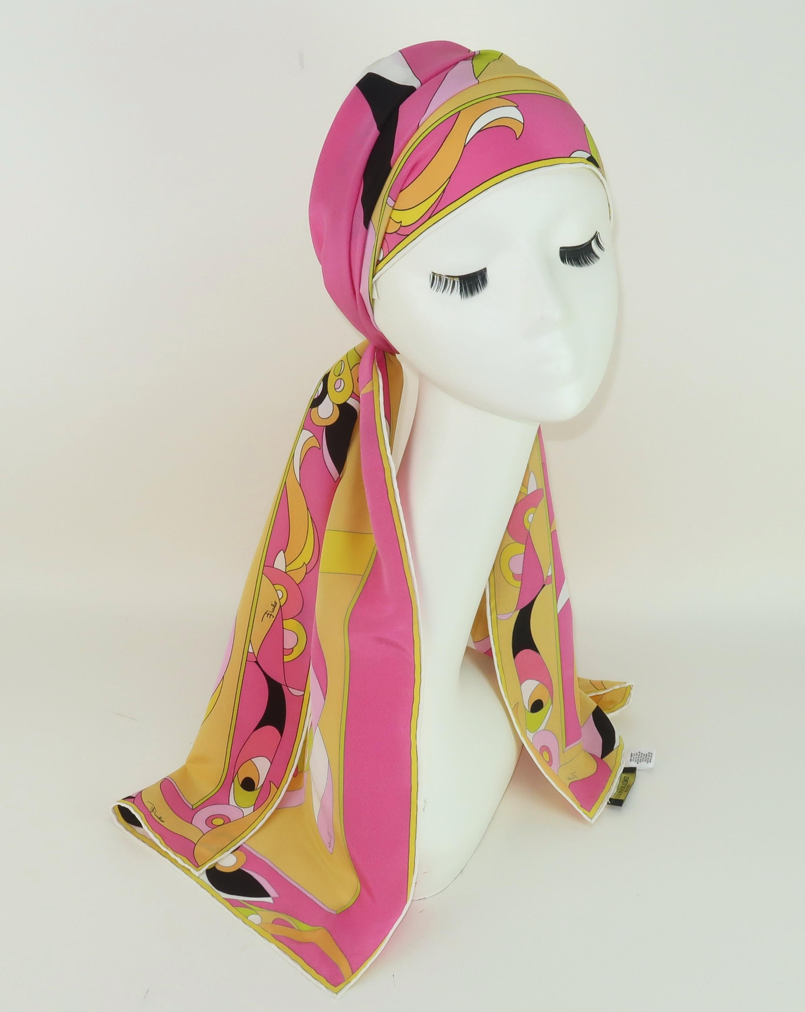 PUCCI Long Silk Mod Psychedelic Scarf For Sale 7