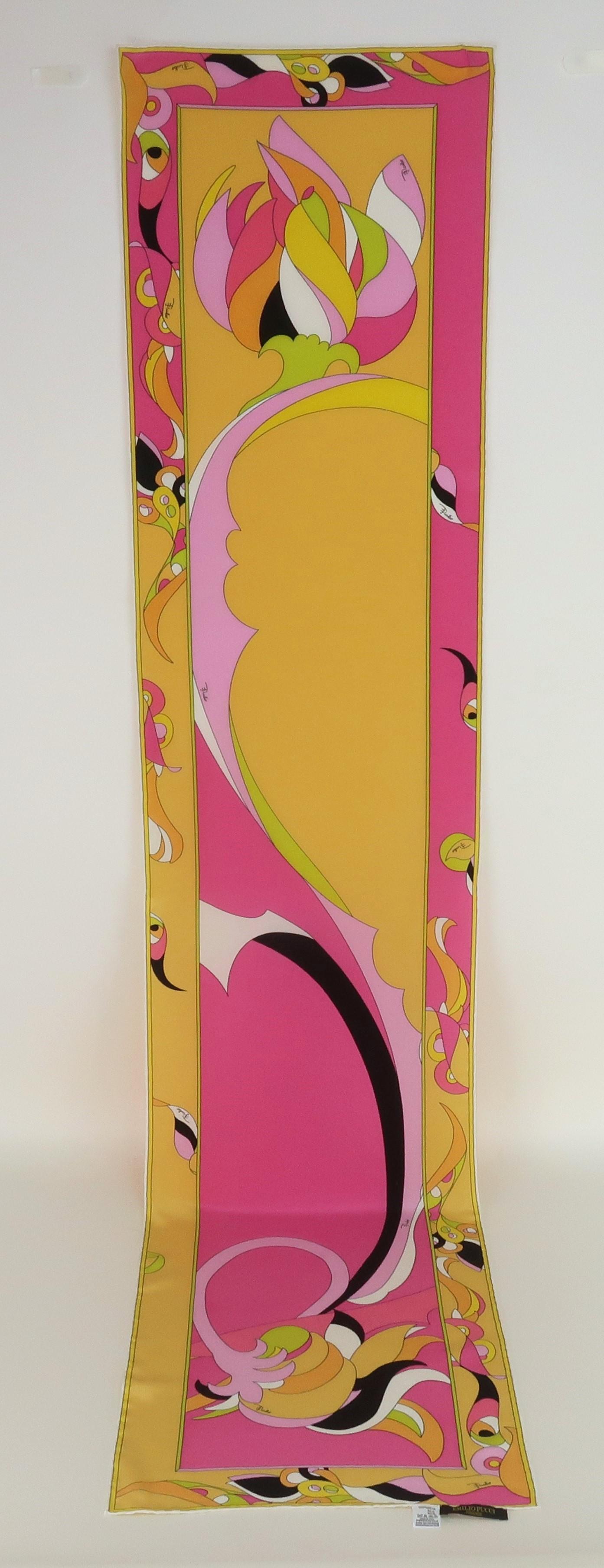 Orange PUCCI Long Silk Mod Psychedelic Scarf For Sale