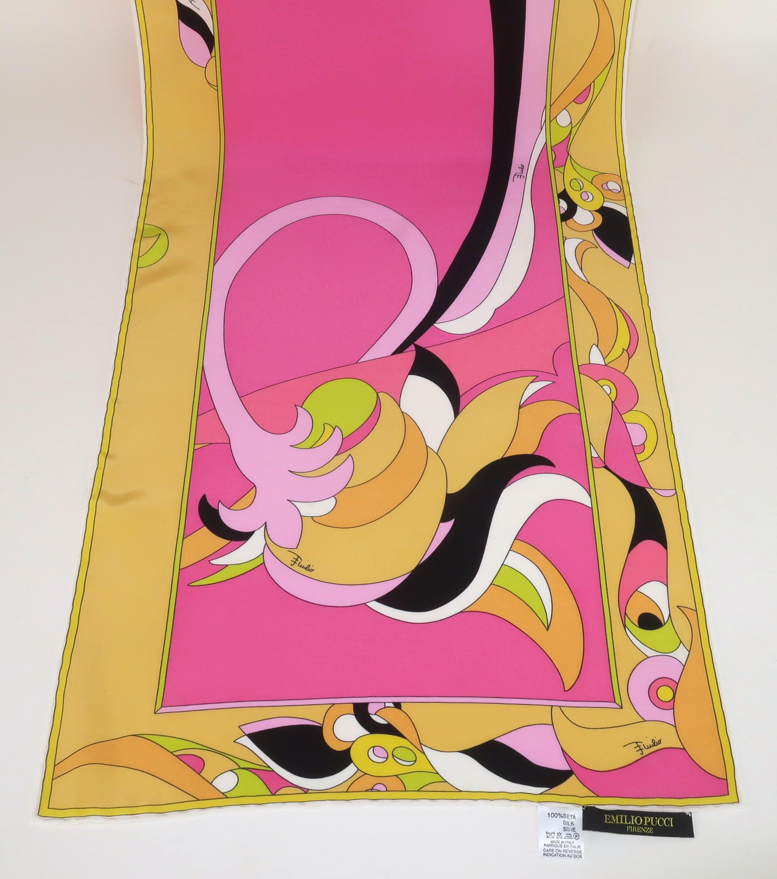 PUCCI Long Silk Mod Psychedelic Scarf In Good Condition For Sale In Atlanta, GA