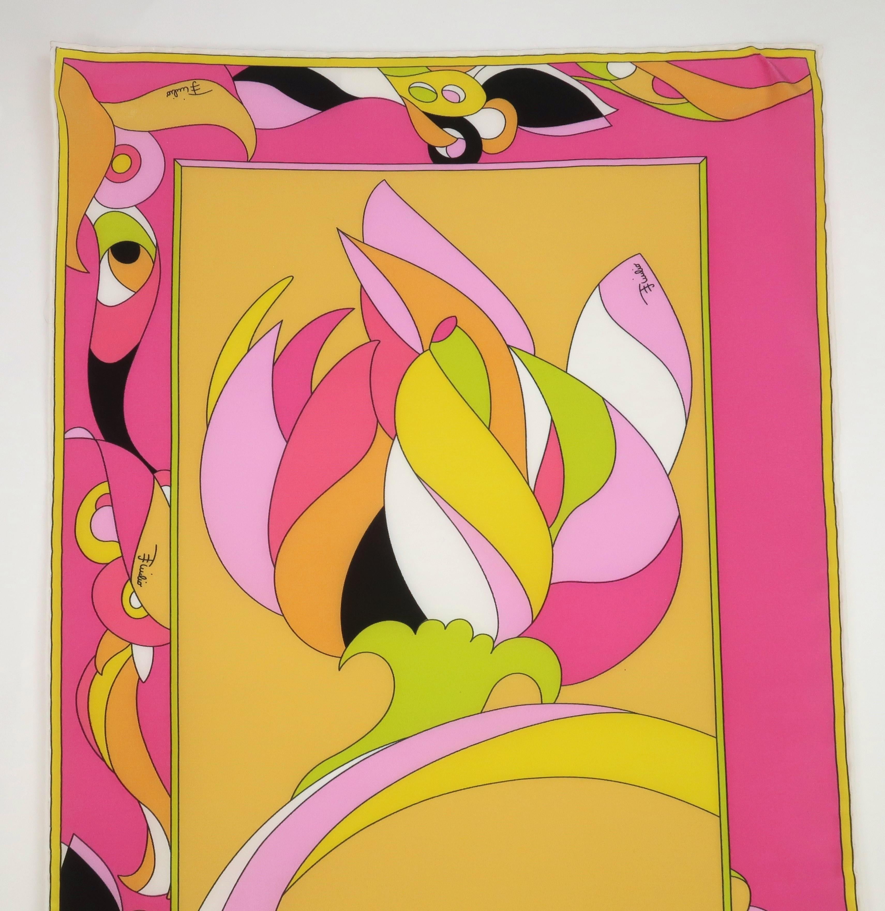 PUCCI Long Silk Mod Psychedelic Scarf For Sale 1