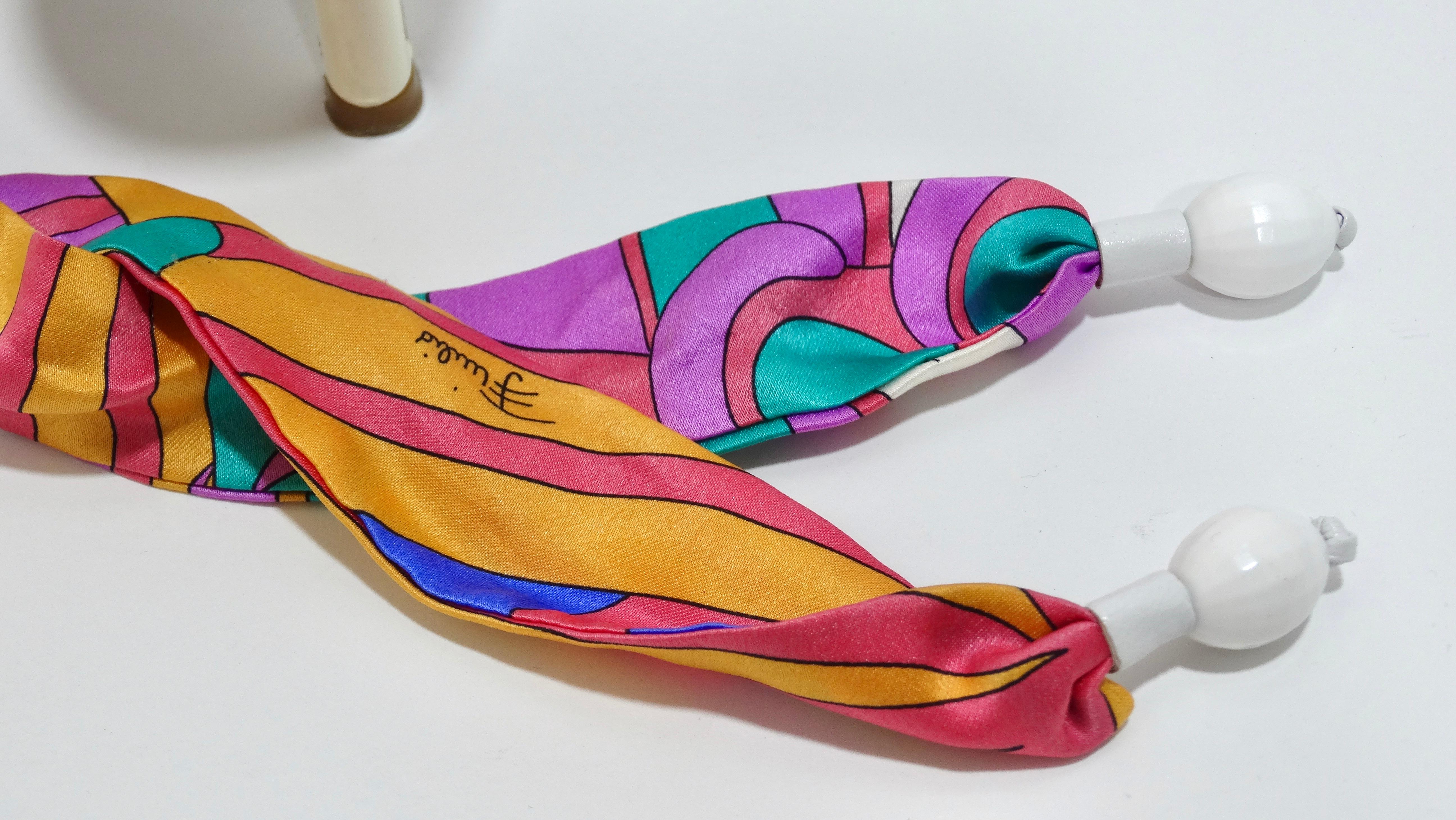 Pucci Mehrfarbige Satin-Sandalen mit Krawattenabsatz im Angebot 2