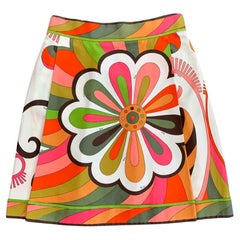 Pucci Multicolor Abstract Floral Print Cotton Day Skirt