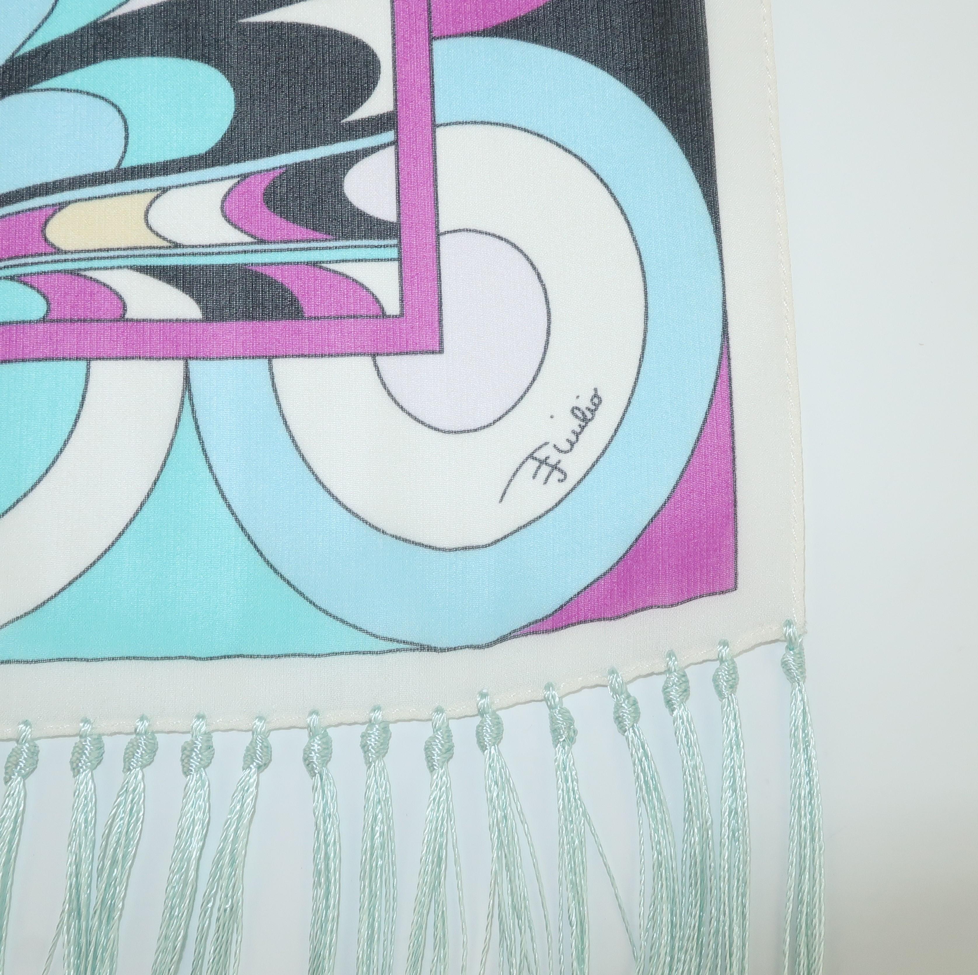 Pucci Psychedelic Silk Chiffon Scarf With Fringe 3