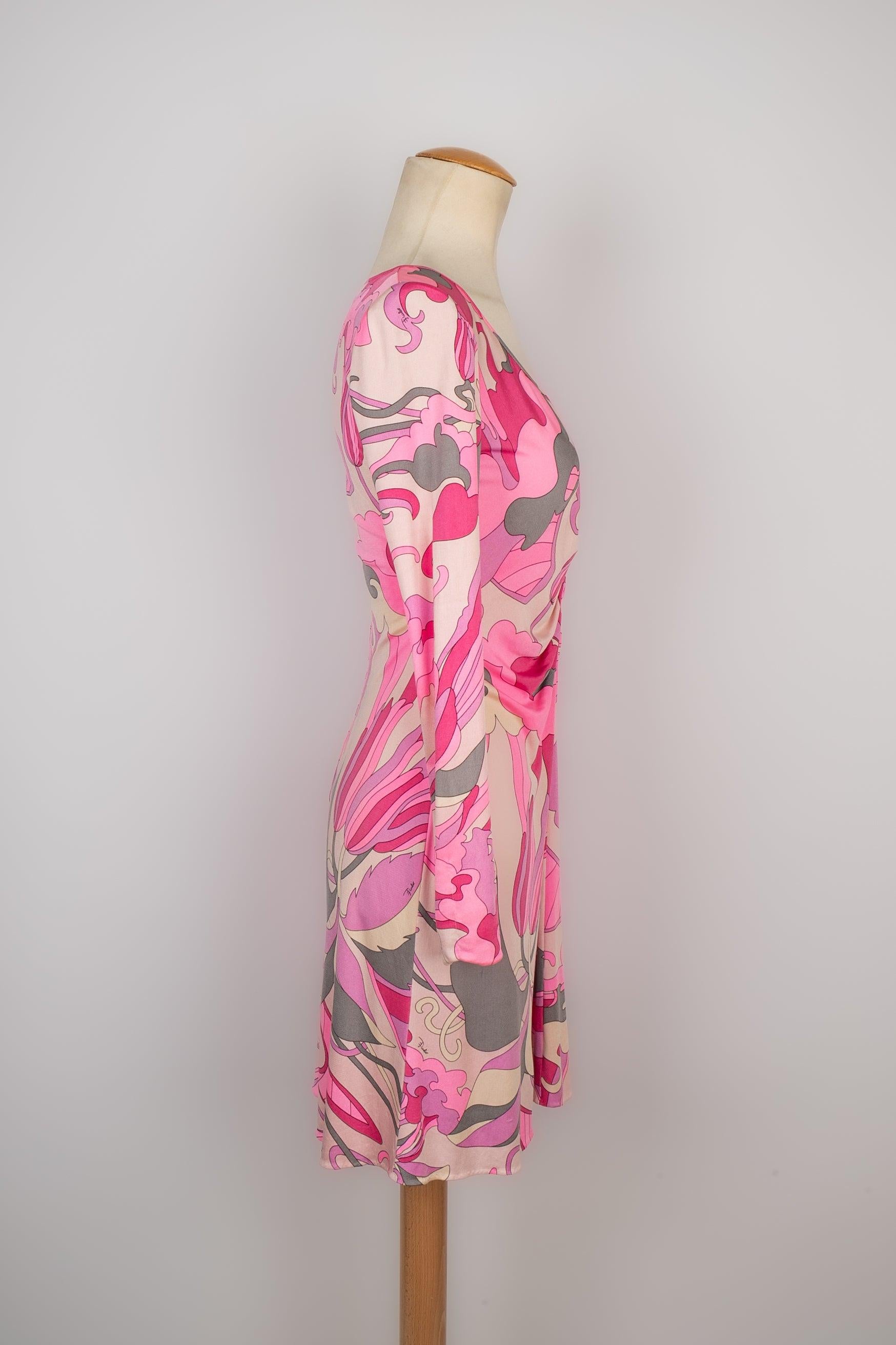 Women's Pucci Short Silk Jersey Dress in Pink Tones For Sale