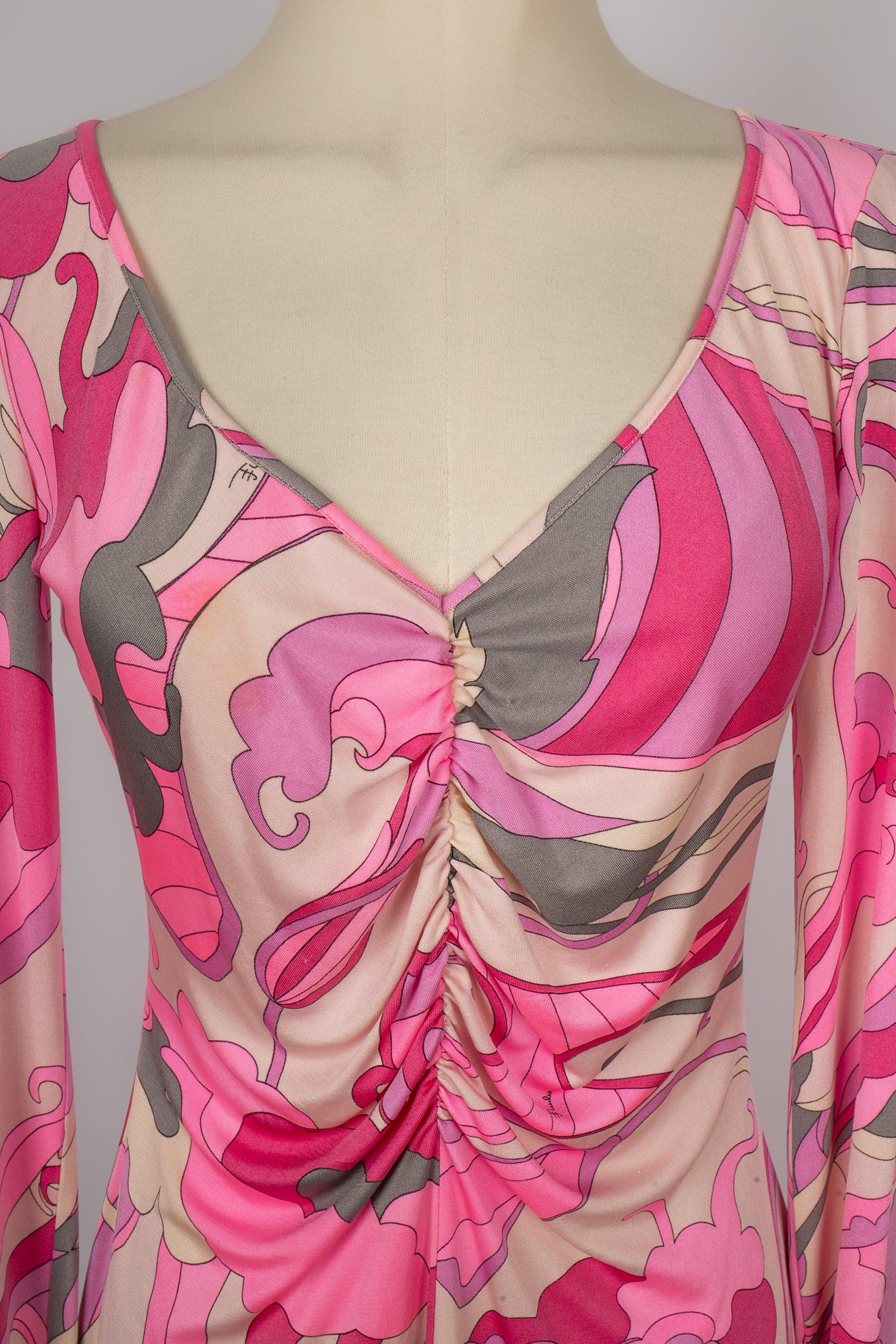 Pucci Short Silk Jersey Dress in Pink Tones For Sale 2