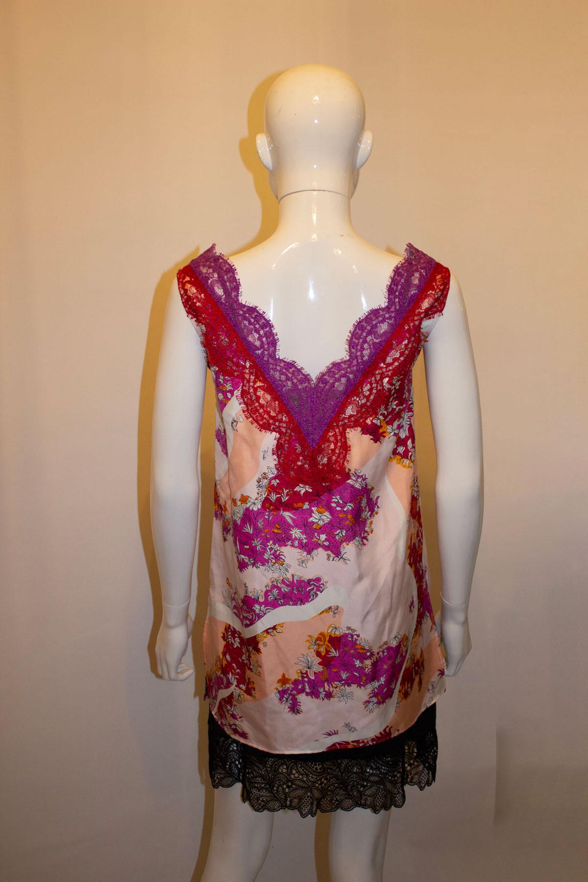 Women's Pucci Silk and Lace Top For Sale