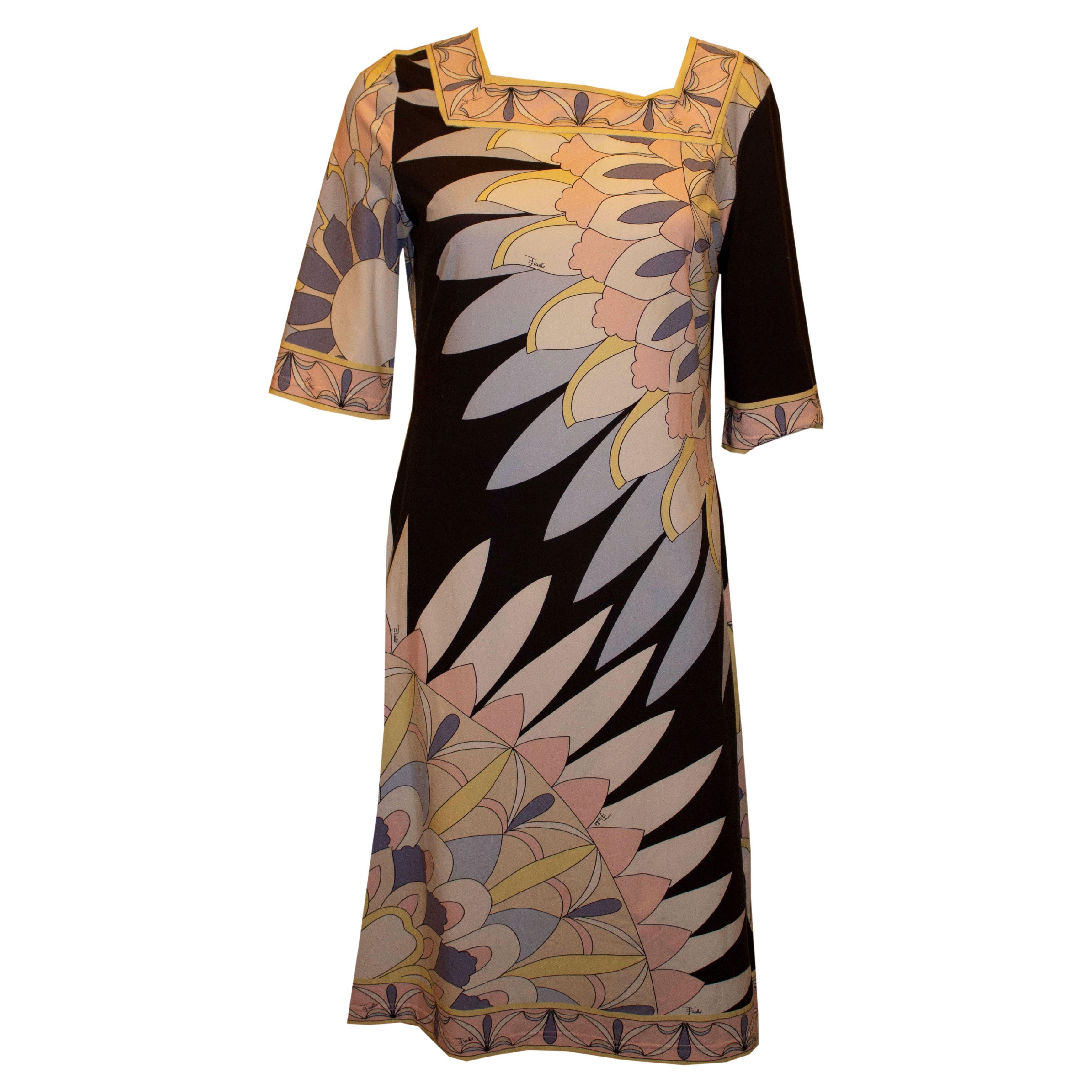 Pucci Silk Jersey Dress in Ice Cream Colours and Black Background For Sale