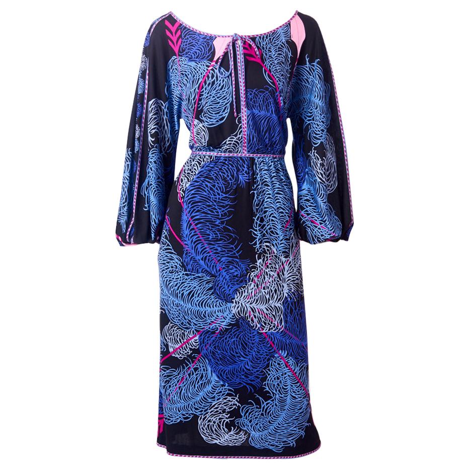 Pucci Silk Jersey "Plume" Pattern Dress For Sale