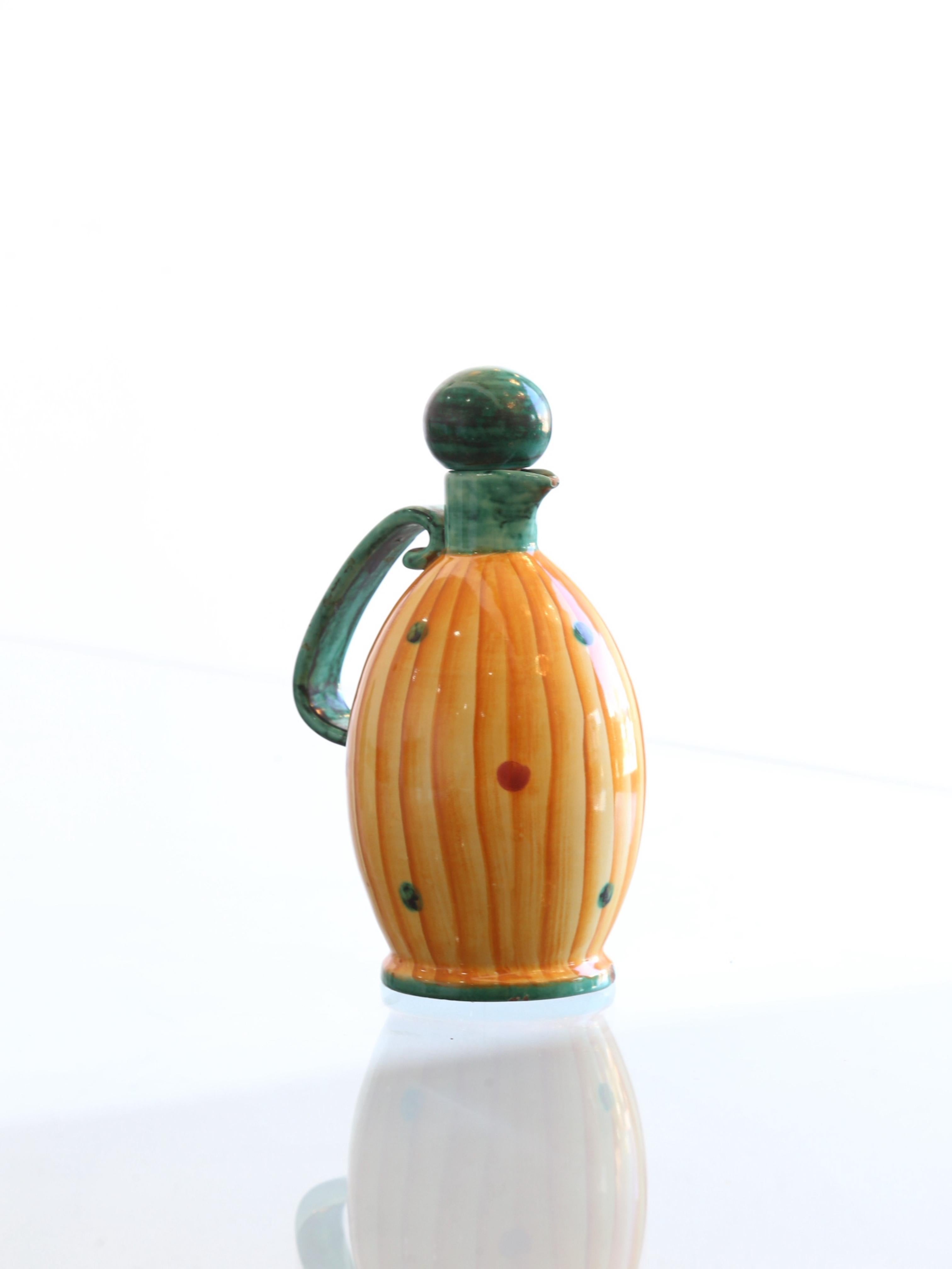 Pucci Umbertide, handbemalte Oliven-Ölgemäldeflasche, Keramikflasche, 1950er Jahre im Angebot 5